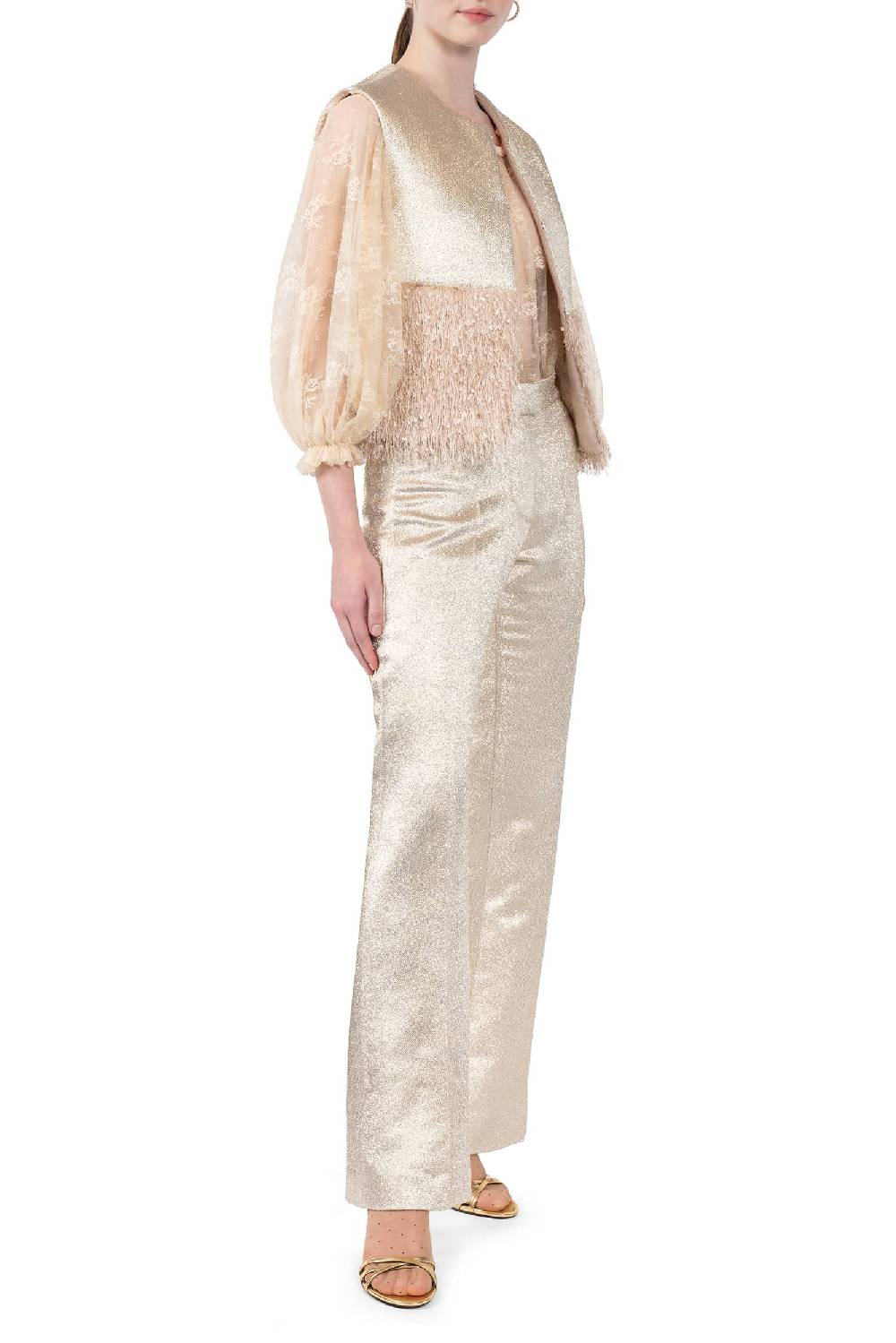Luisa Beccaria Gilet imbottito in lana e lurex 2025