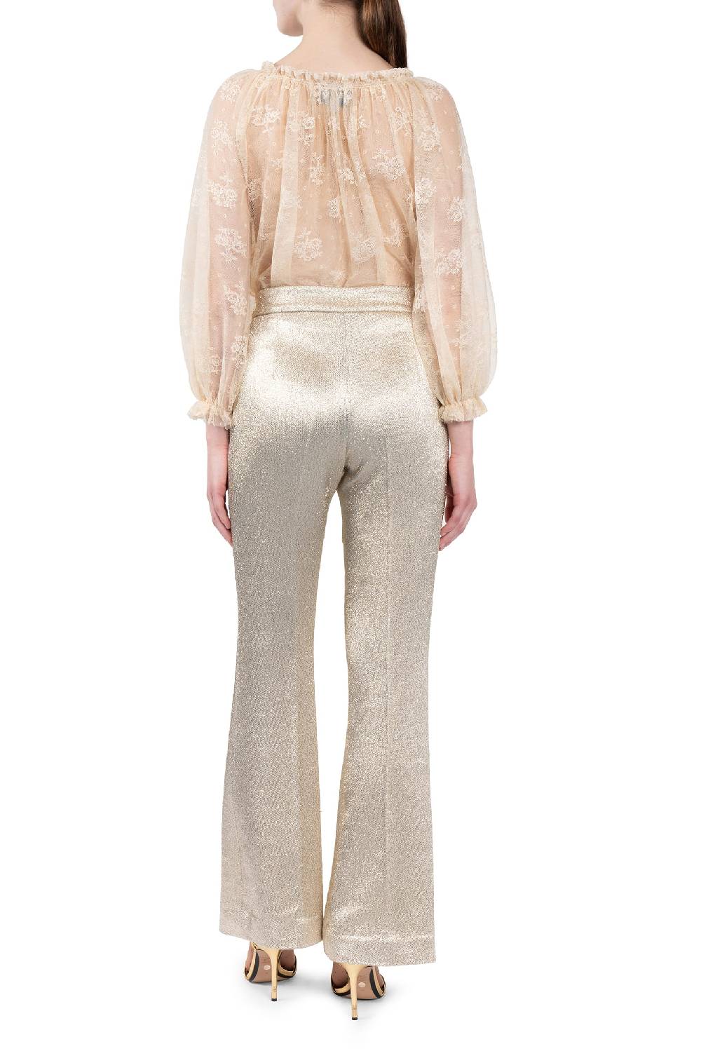Luisa Beccaria Pantaloni in lana lurex con frange In Linea