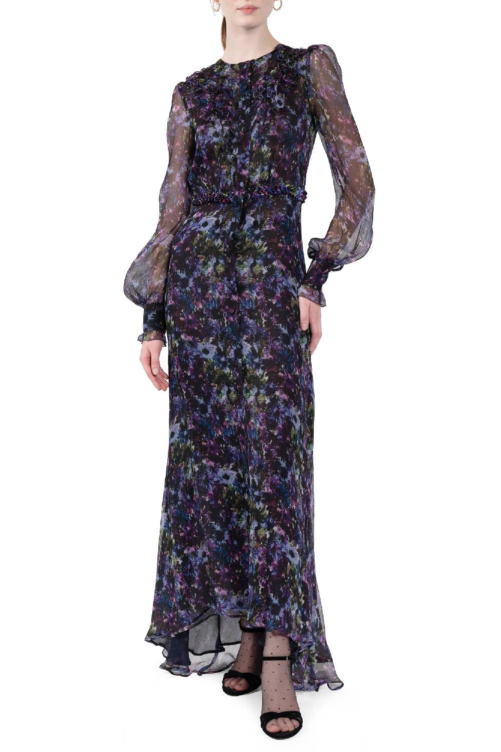 Luisa Beccaria Abito lungo in chiffon fluido Spedizione Gratuita