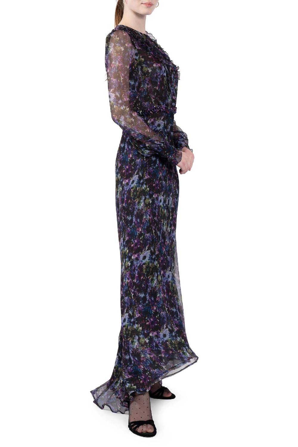 Luisa Beccaria Abito lungo in chiffon fluido Spedizione Gratuita
