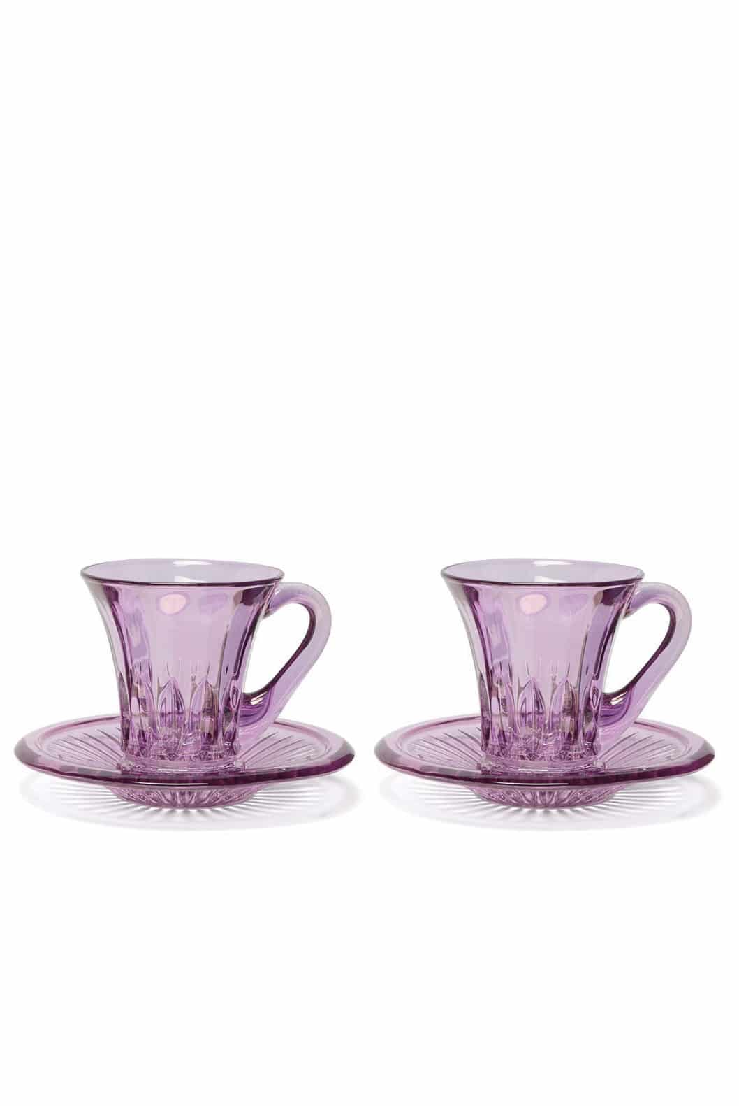 Luisa Beccaria Set Di Due Tazzine Da Caffè Trasparenti Prestige Viola Nuovo