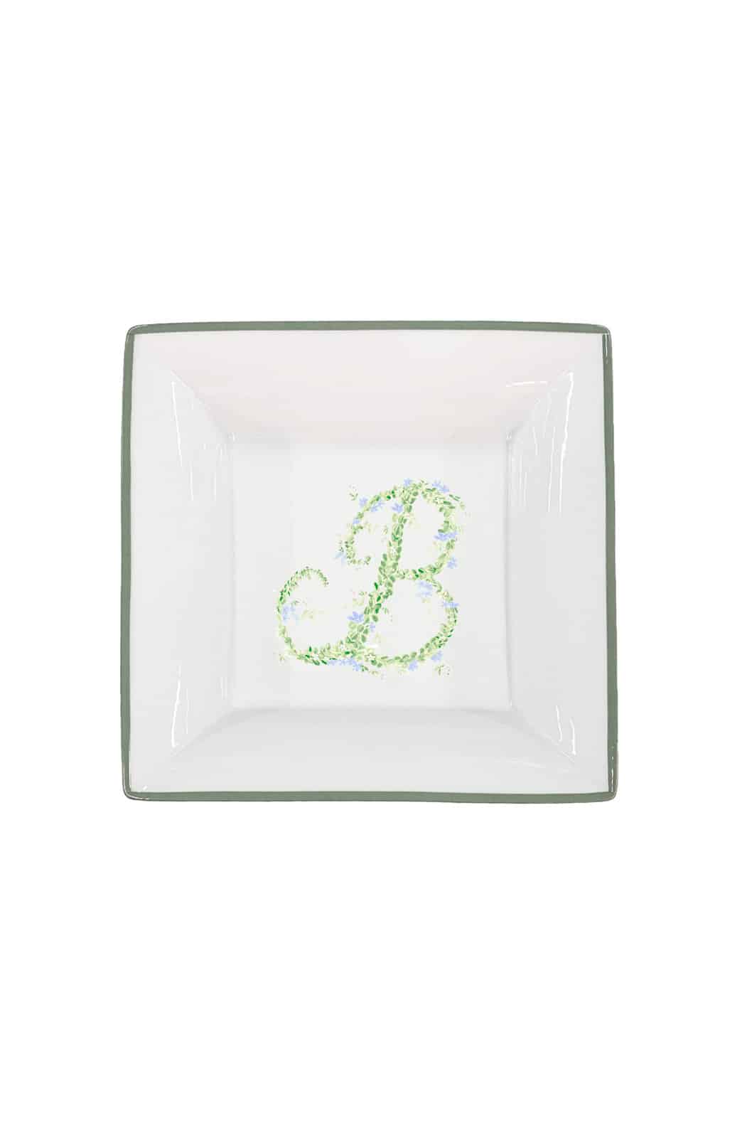 Luisa Beccaria Vassoio portaoggetti con monogramma personalizzabile con bordo verde Promozione