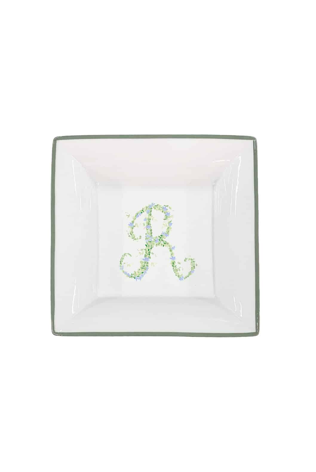 Luisa Beccaria Vassoio portaoggetti con monogramma personalizzabile con bordo verde Promozione