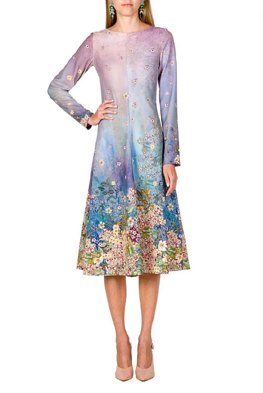 Luisa Beccaria Abito midi in cady stampato floreale Economico