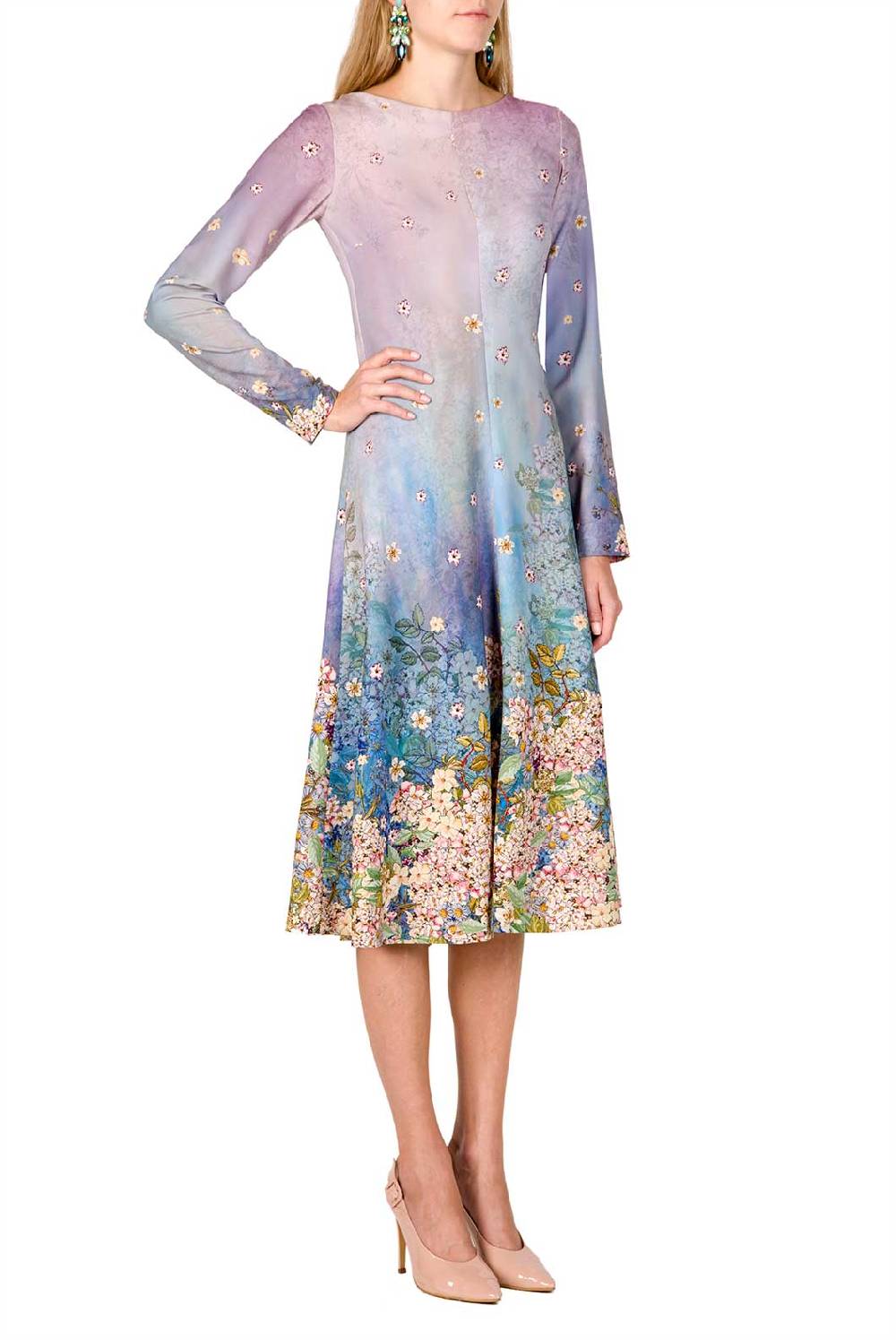 Luisa Beccaria Abito midi in cady stampato floreale Economico