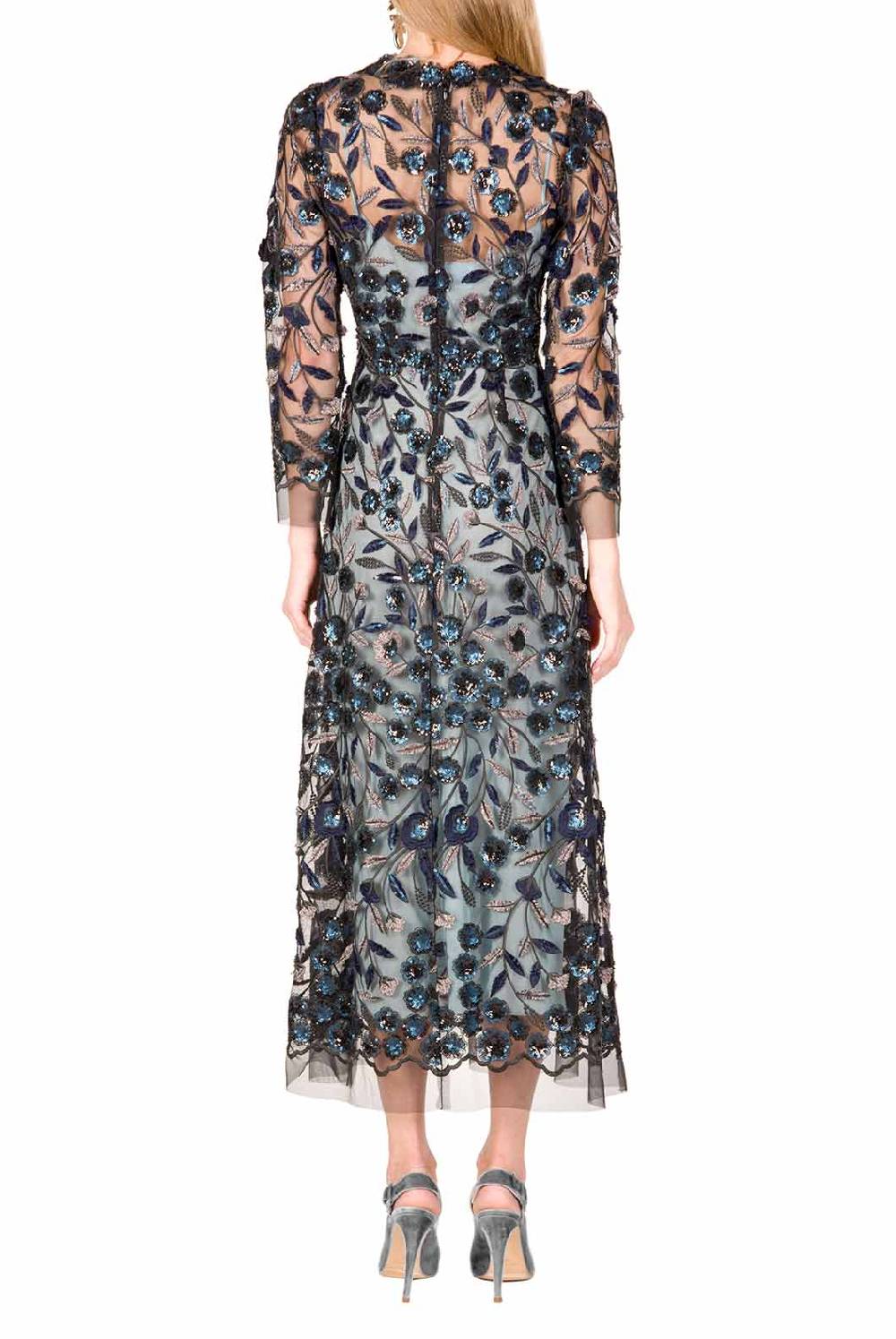 Luisa Beccaria Abito longuette in tulle ricamato con paillettes Outlet