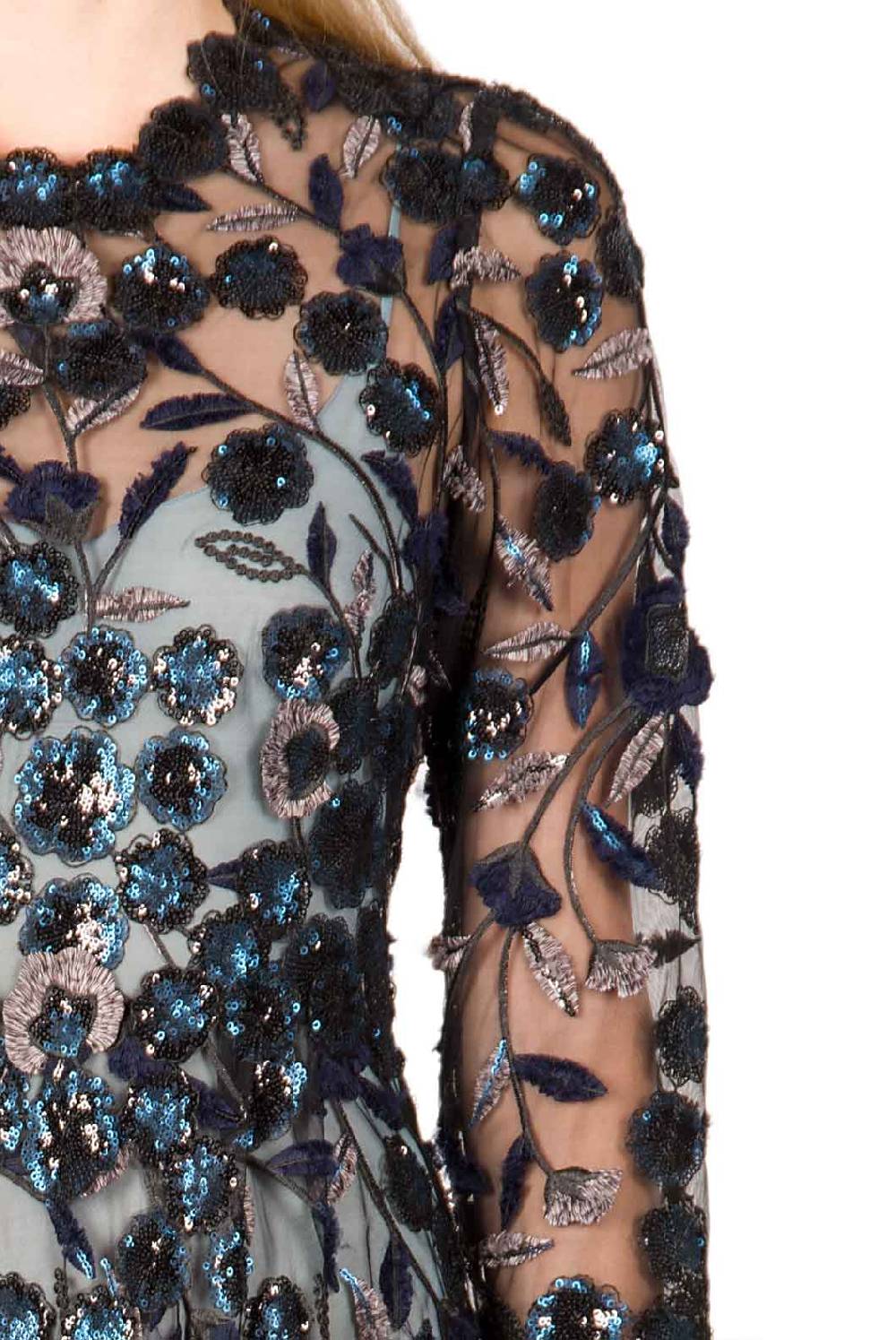 Luisa Beccaria Abito longuette in tulle ricamato con paillettes Outlet