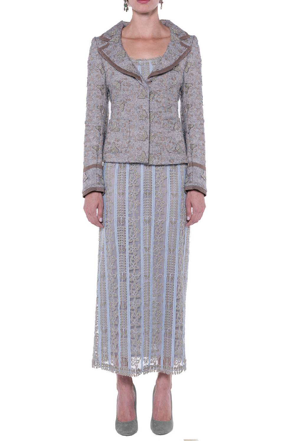 Luisa Beccaria Giacca aderente in jacquard con farfalle Vendite Flash