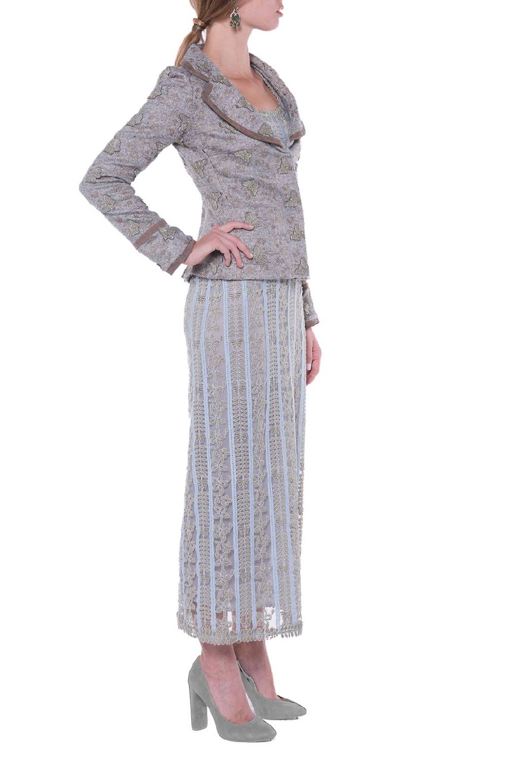 Luisa Beccaria Giacca aderente in jacquard con farfalle Vendite Flash