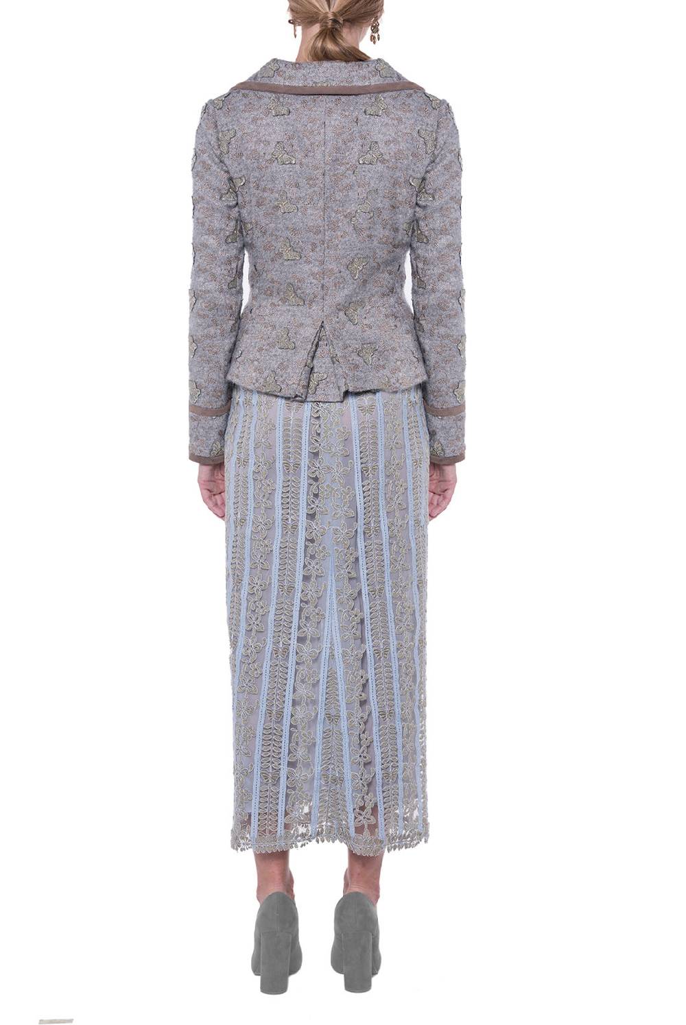 Luisa Beccaria Giacca aderente in jacquard con farfalle Vendite Flash
