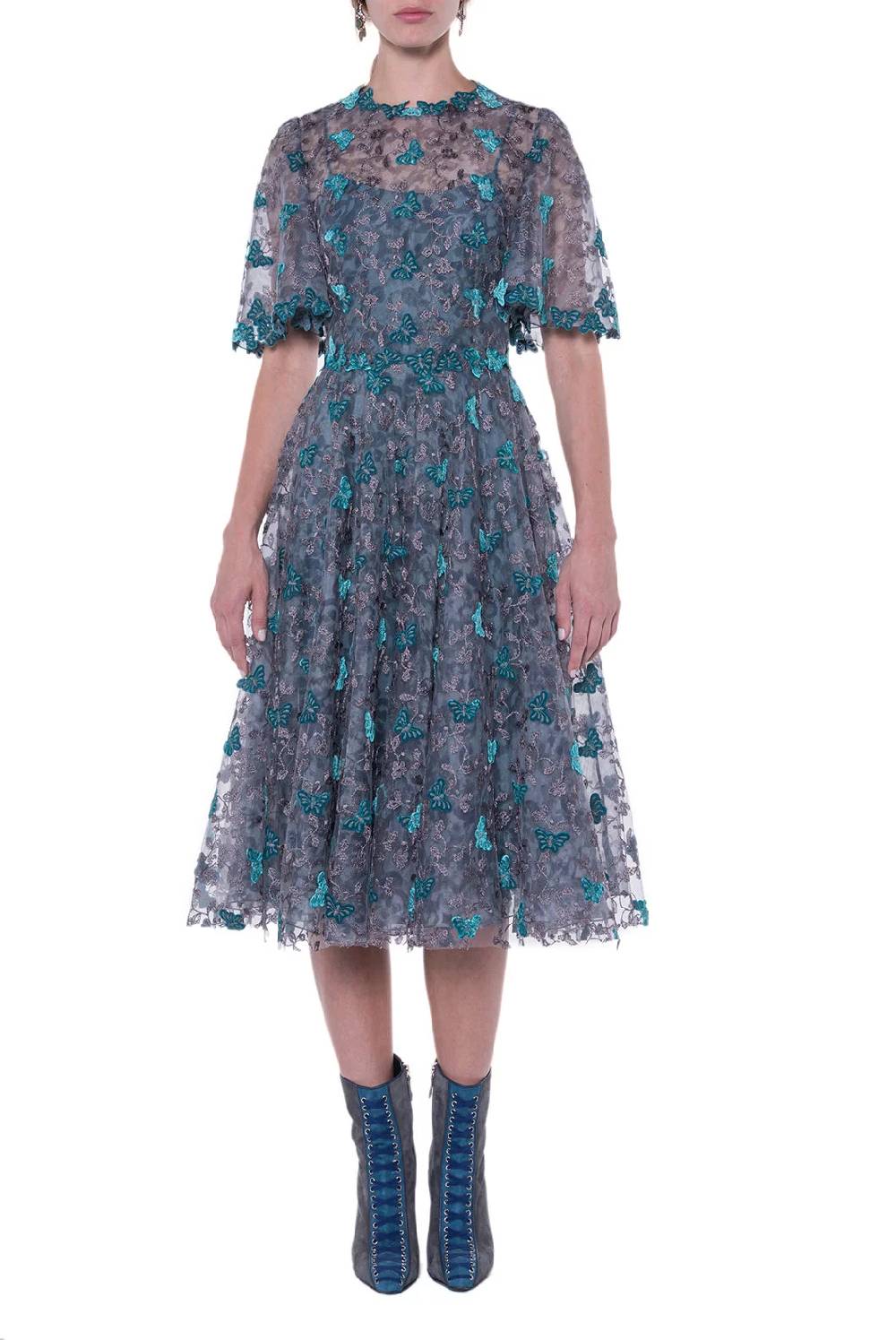 Luisa Beccaria Abito longuette in pizzo a farfalla Moda