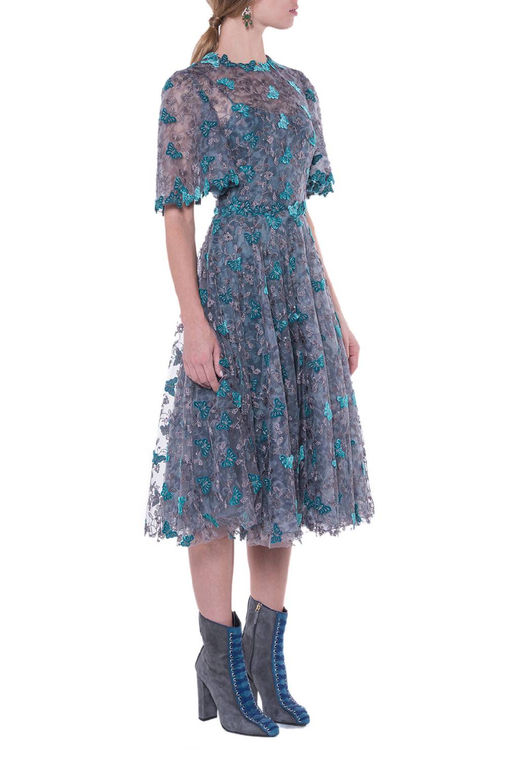 Luisa Beccaria Abito longuette in pizzo a farfalla Moda