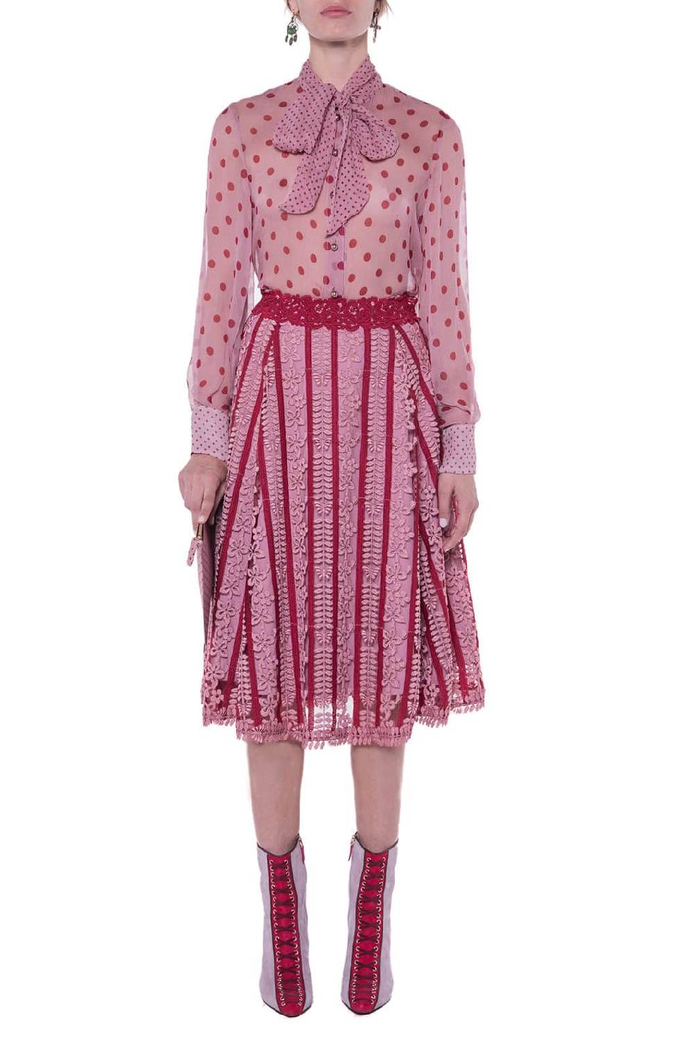 Luisa Beccaria Gonna ricamata in macramè Nuovo
