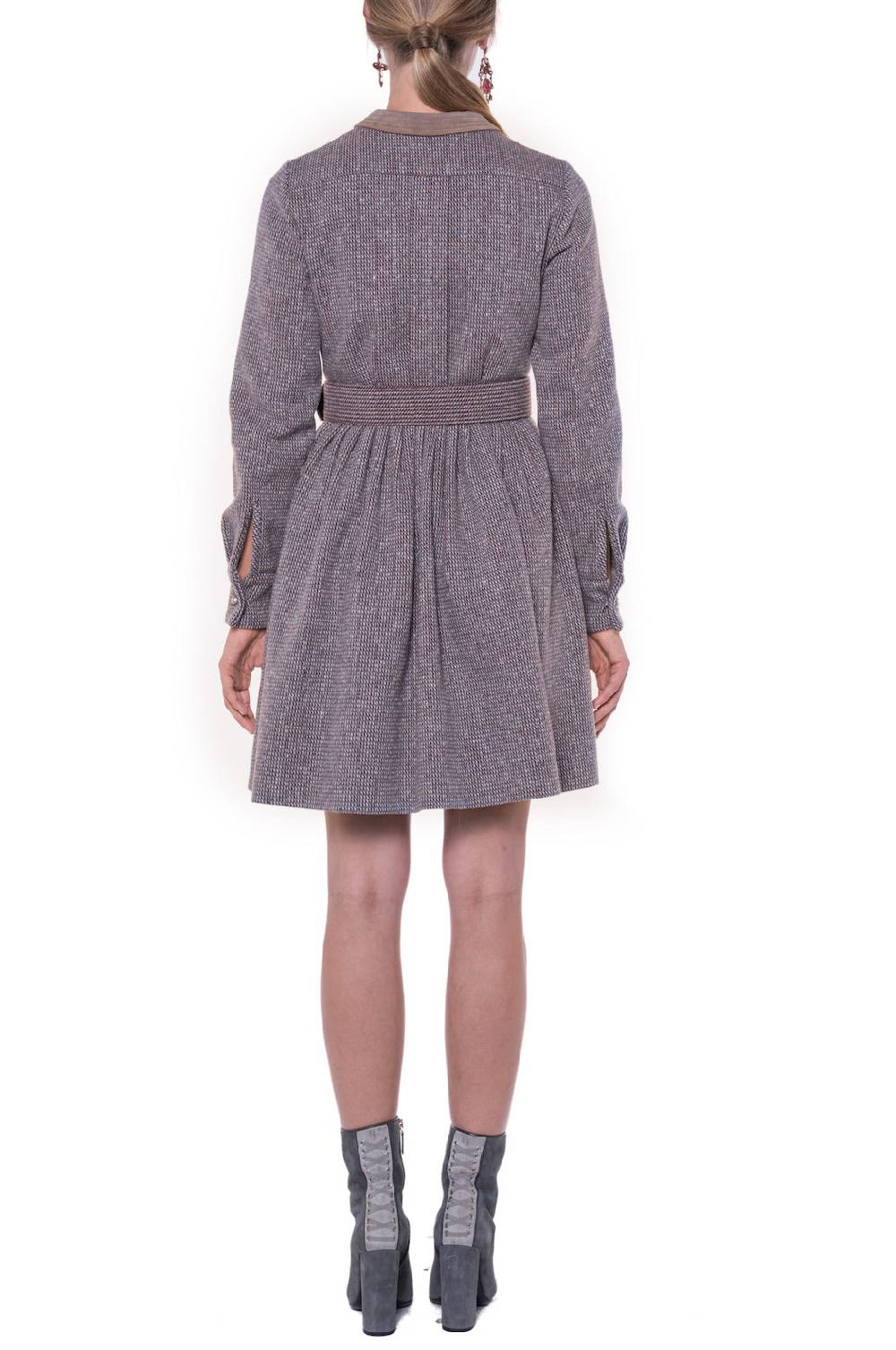 Luisa Beccaria Abito A Maniche Lunghe In Tweed Con Ricamo Spedizione Gratuita