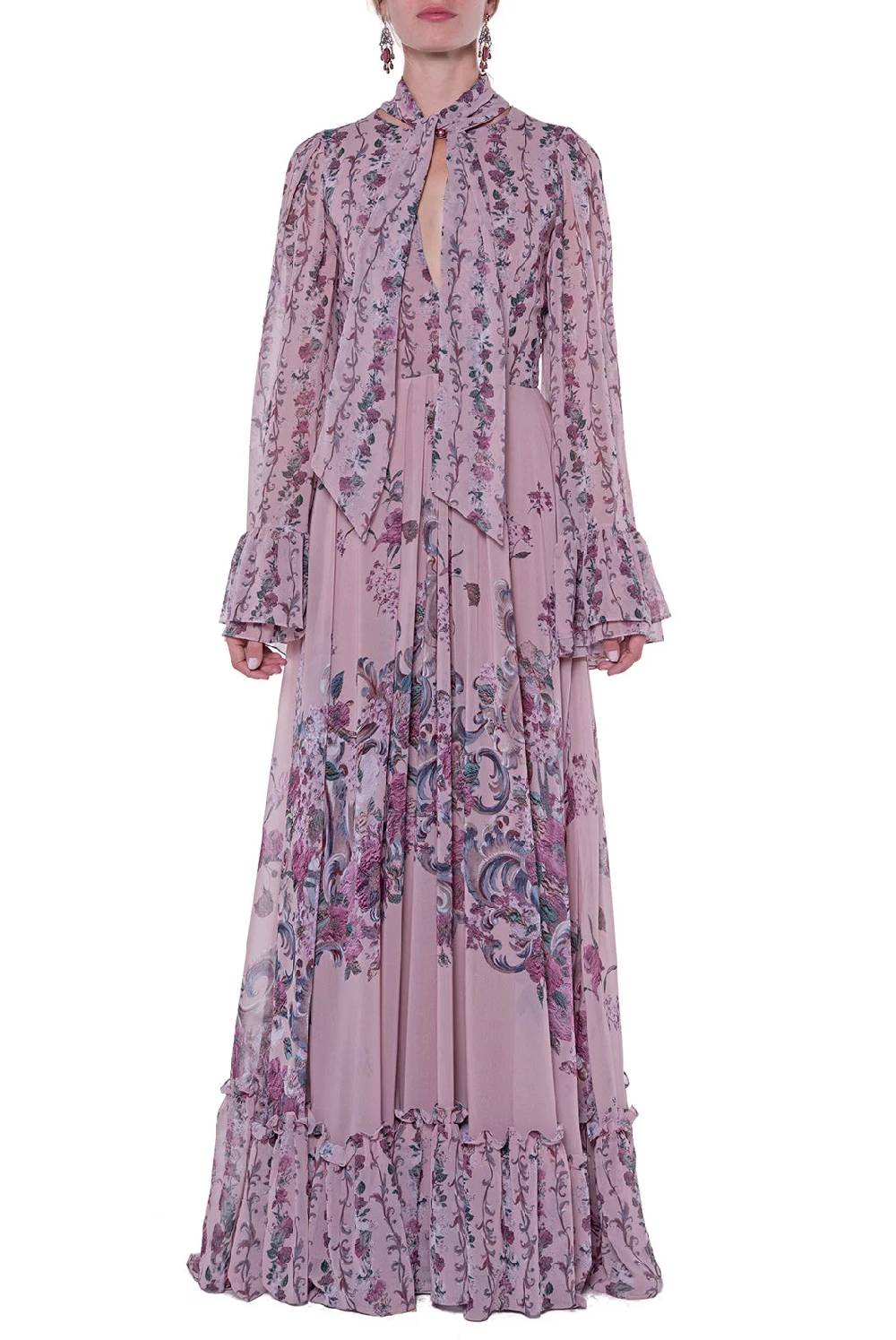 Luisa Beccaria Abito in georgette stampato fiori Soddisfazione Garantita