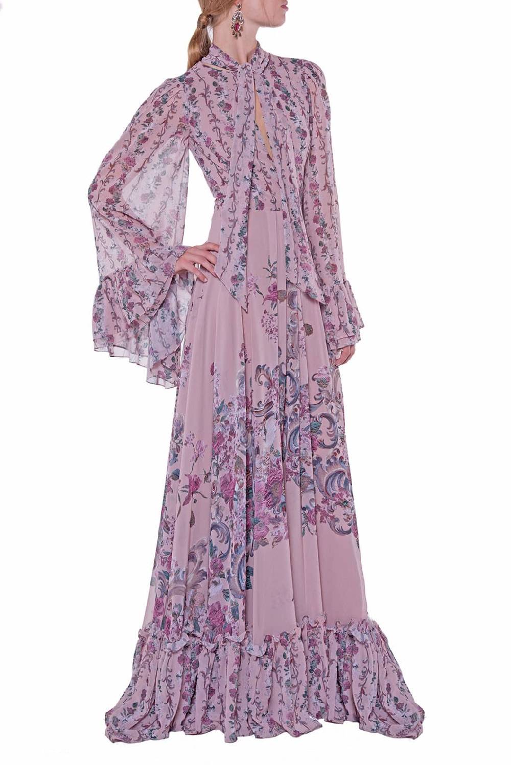 Luisa Beccaria Abito in georgette stampato fiori Soddisfazione Garantita