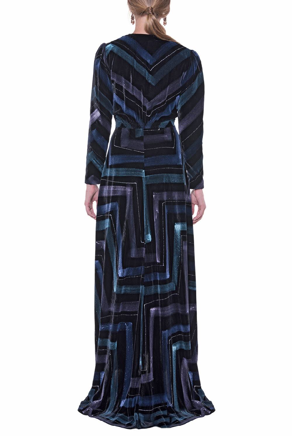 Luisa Beccaria Bottoncino Velvet Chevron Consegna Veloce