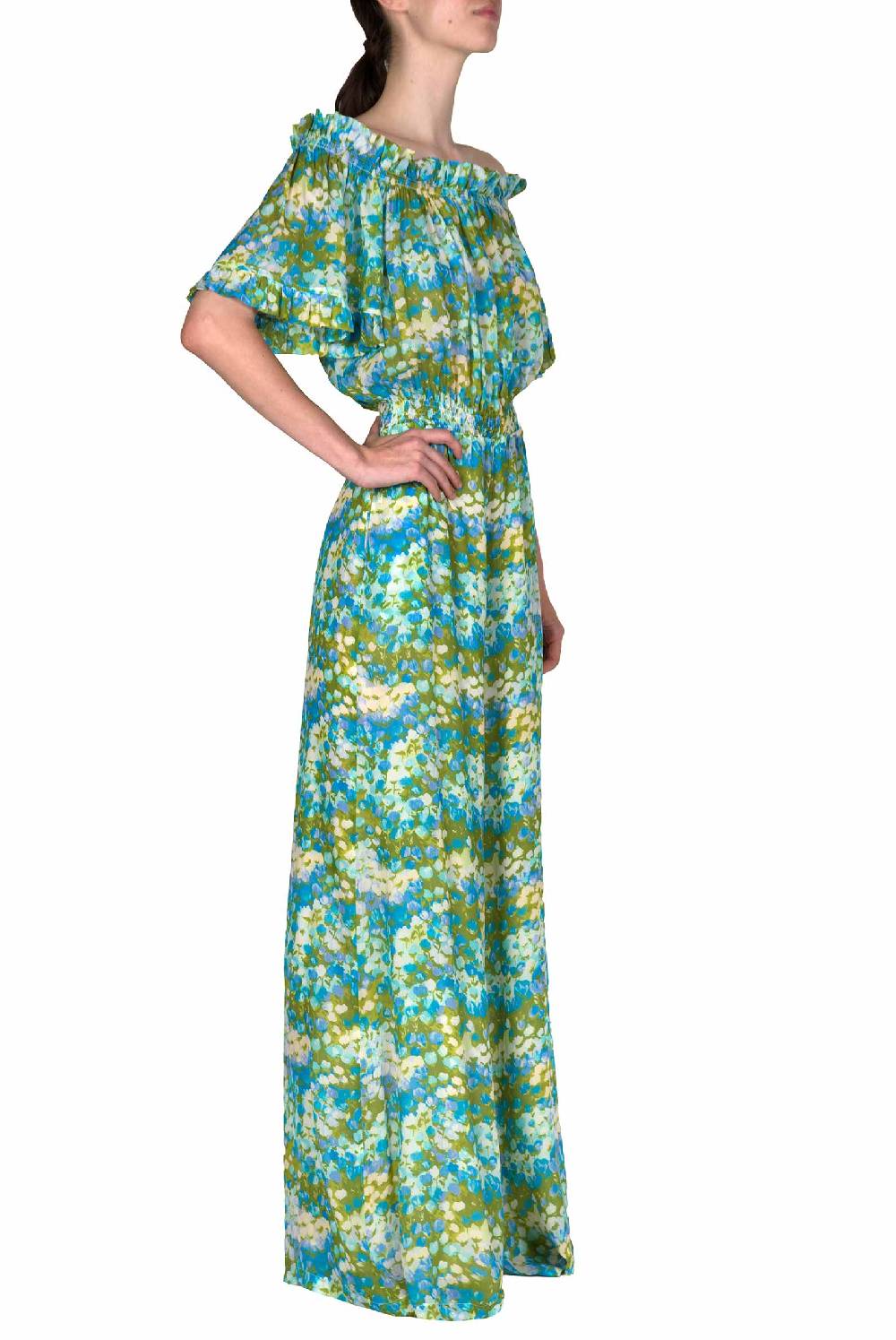 Luisa Beccaria Tuta blu Monet con spalle scoperte Offerta