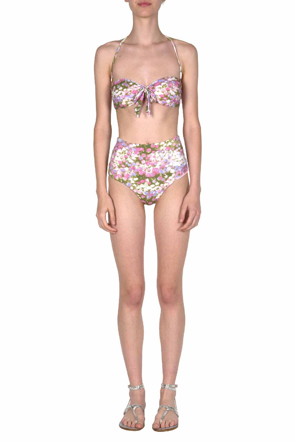 Luisa Beccaria Bikini Fascia E Slip A Vita Alta Rosa Monet In Vendita