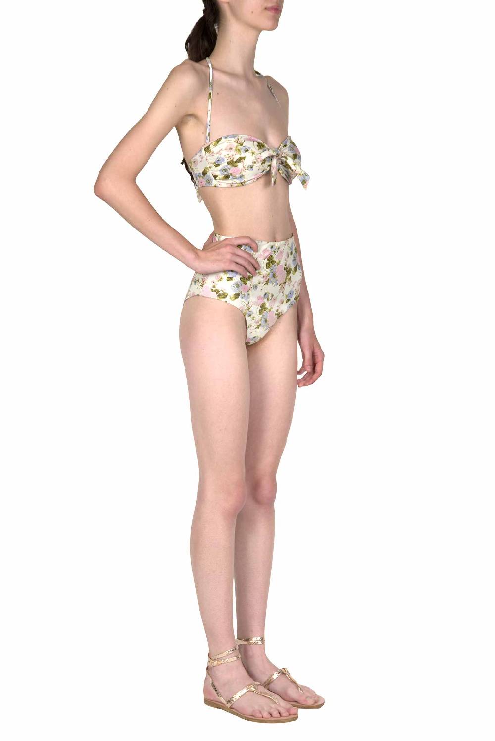 Luisa Beccaria Fascia E Vita Alta Sottoveste In Fiore Rose Double Face Offerte