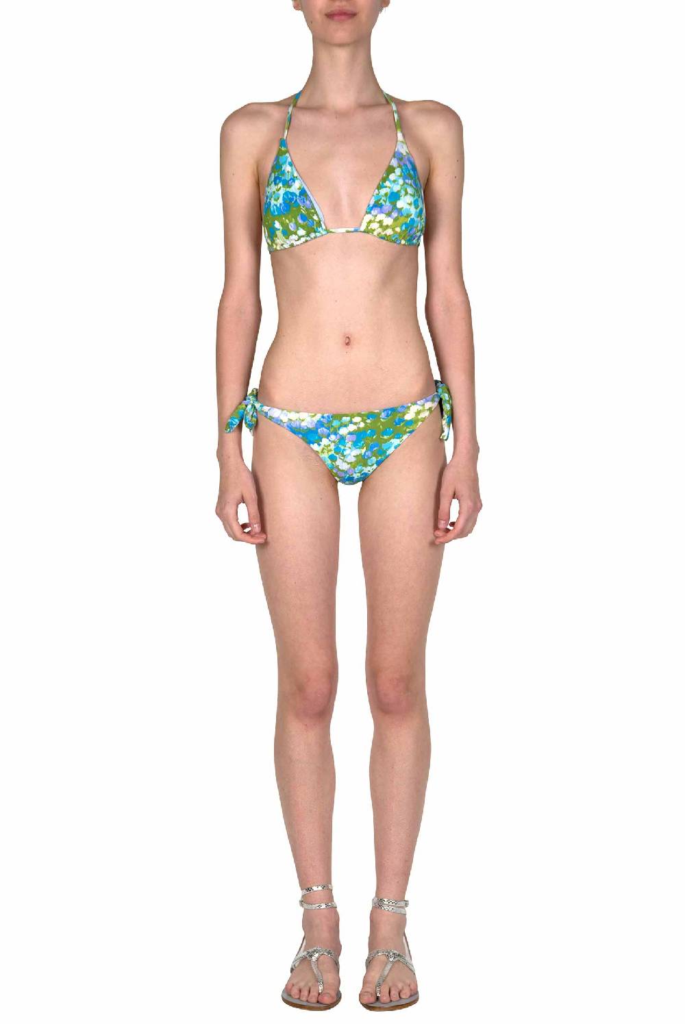 Luisa Beccaria Bikini Triangolo E Slip Blu Monet Vendita Economica
