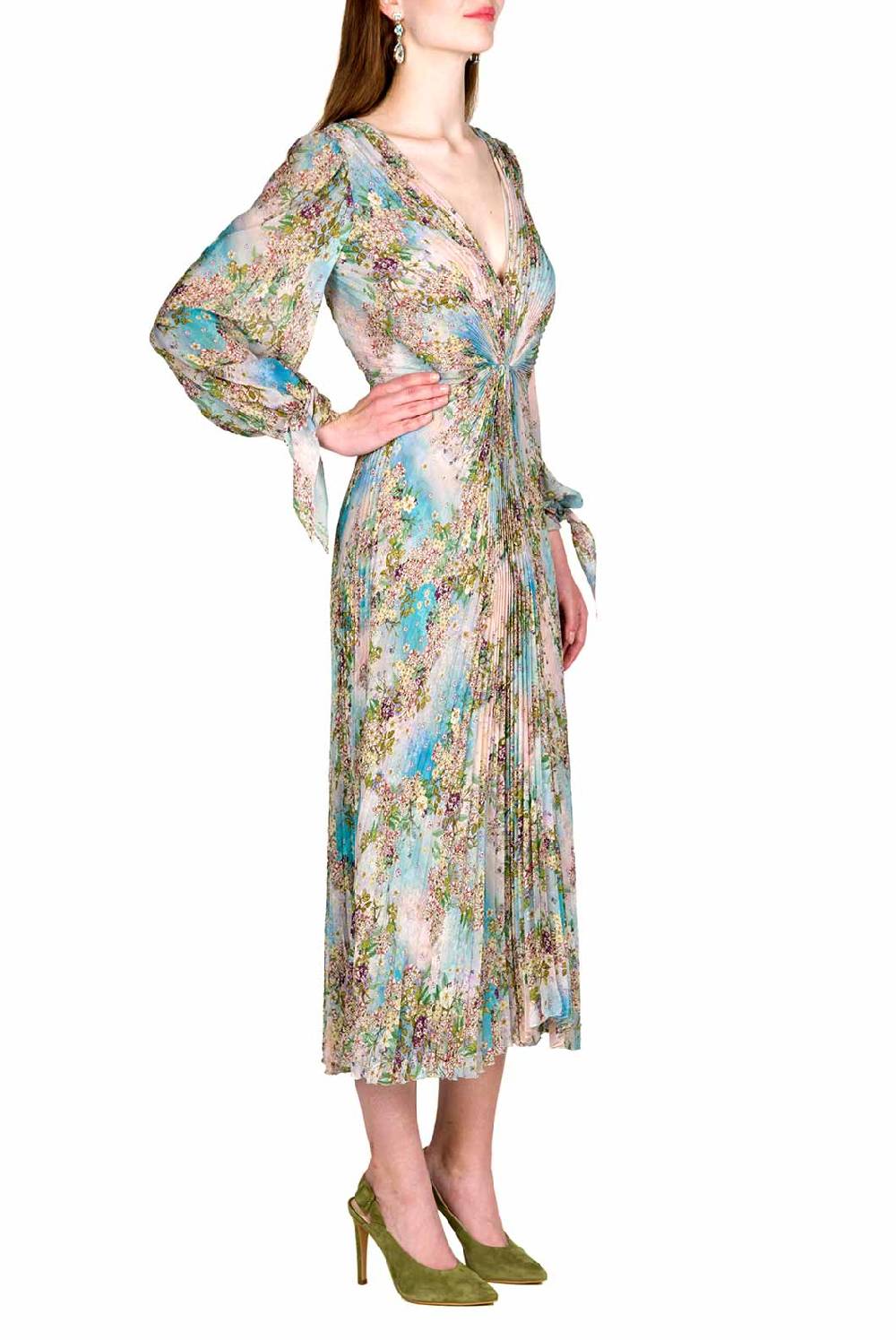 Luisa Beccaria Abito in chiffon con stampa floreale Negozio