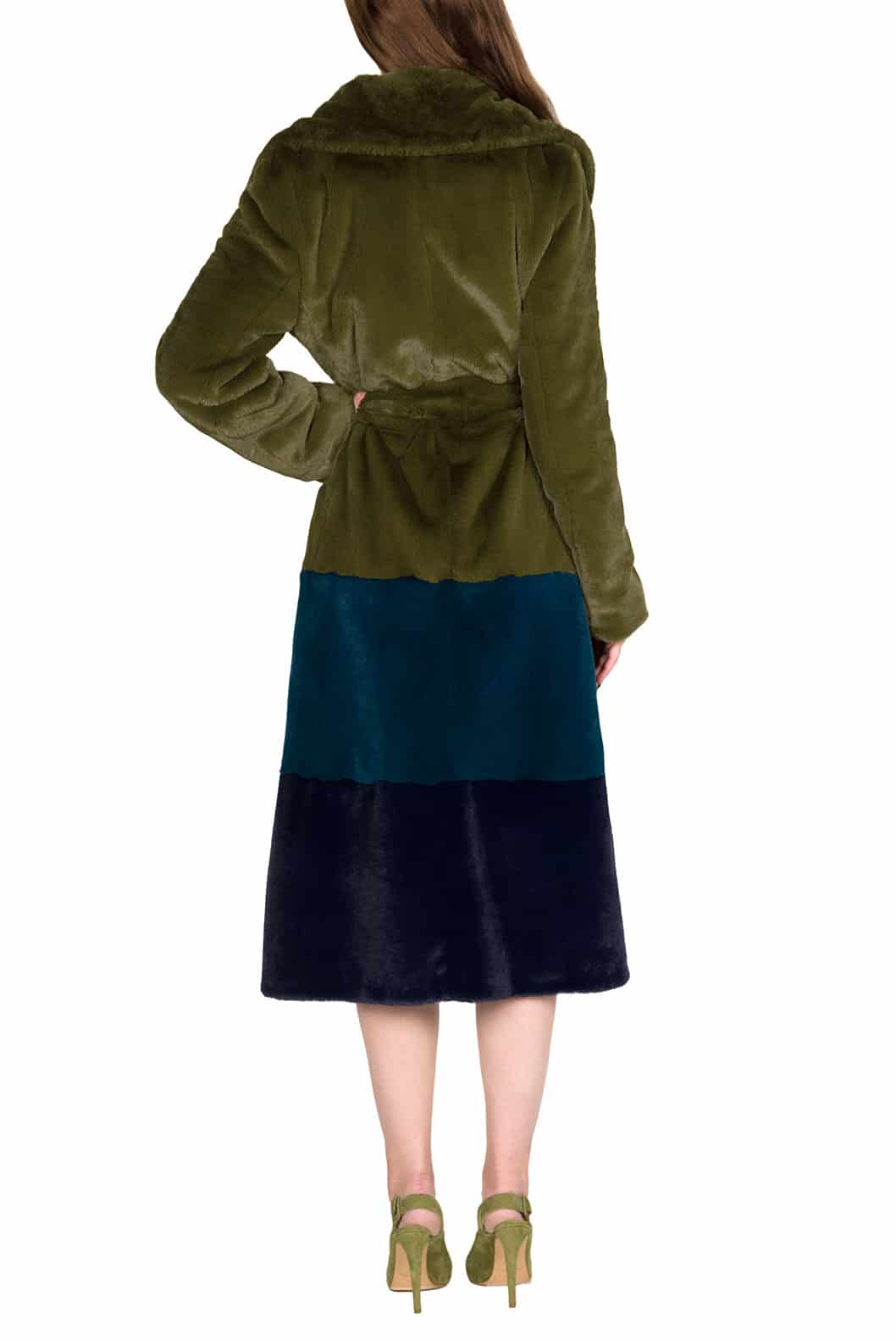 Luisa Beccaria Cappotto in pelliccia sintetica colorblock In Saldo