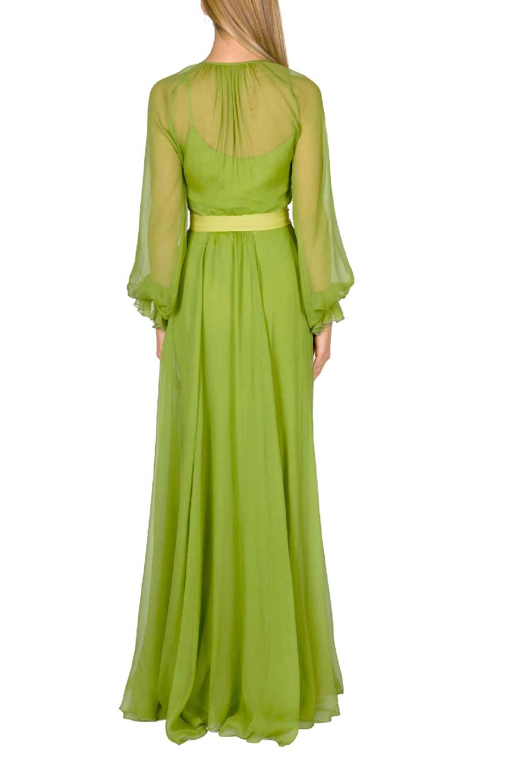 Luisa Beccaria Maxi abito in chiffon verde lime Qualità Garantita
