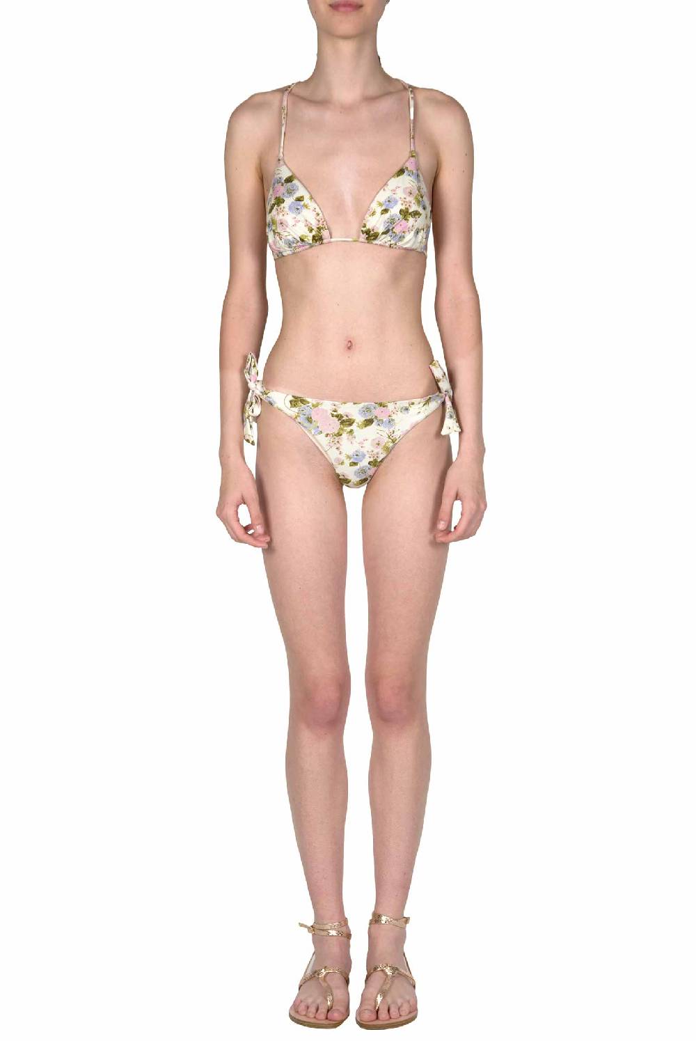Luisa Beccaria Bikini Triangolo E Slip Rose Sbocciate Double Face Fino Al -60%
