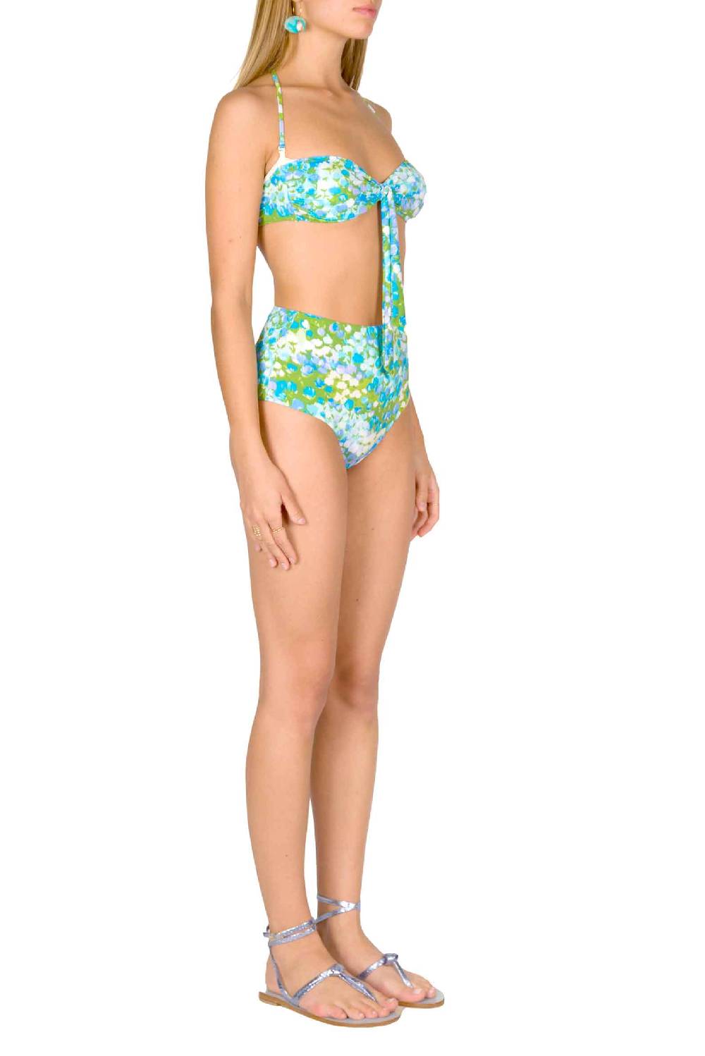 Luisa Beccaria Bikini Fascia E Slip A Vita Alta Turchese Monet Sconto