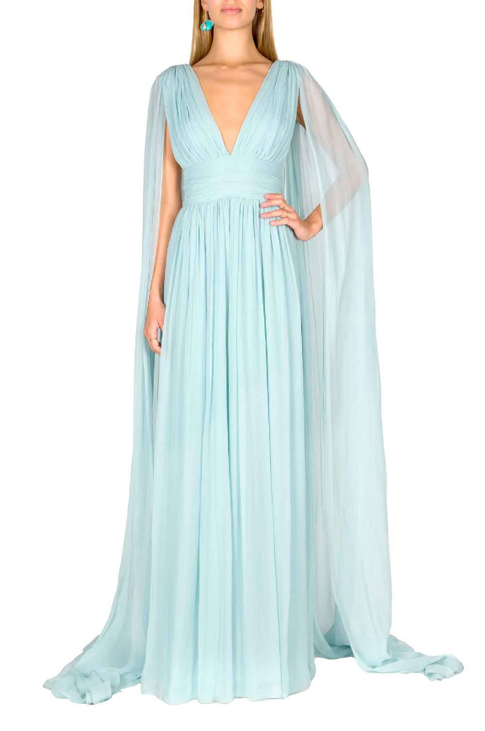 Luisa Beccaria Abito in chiffon di seta effetto mantella Nuova