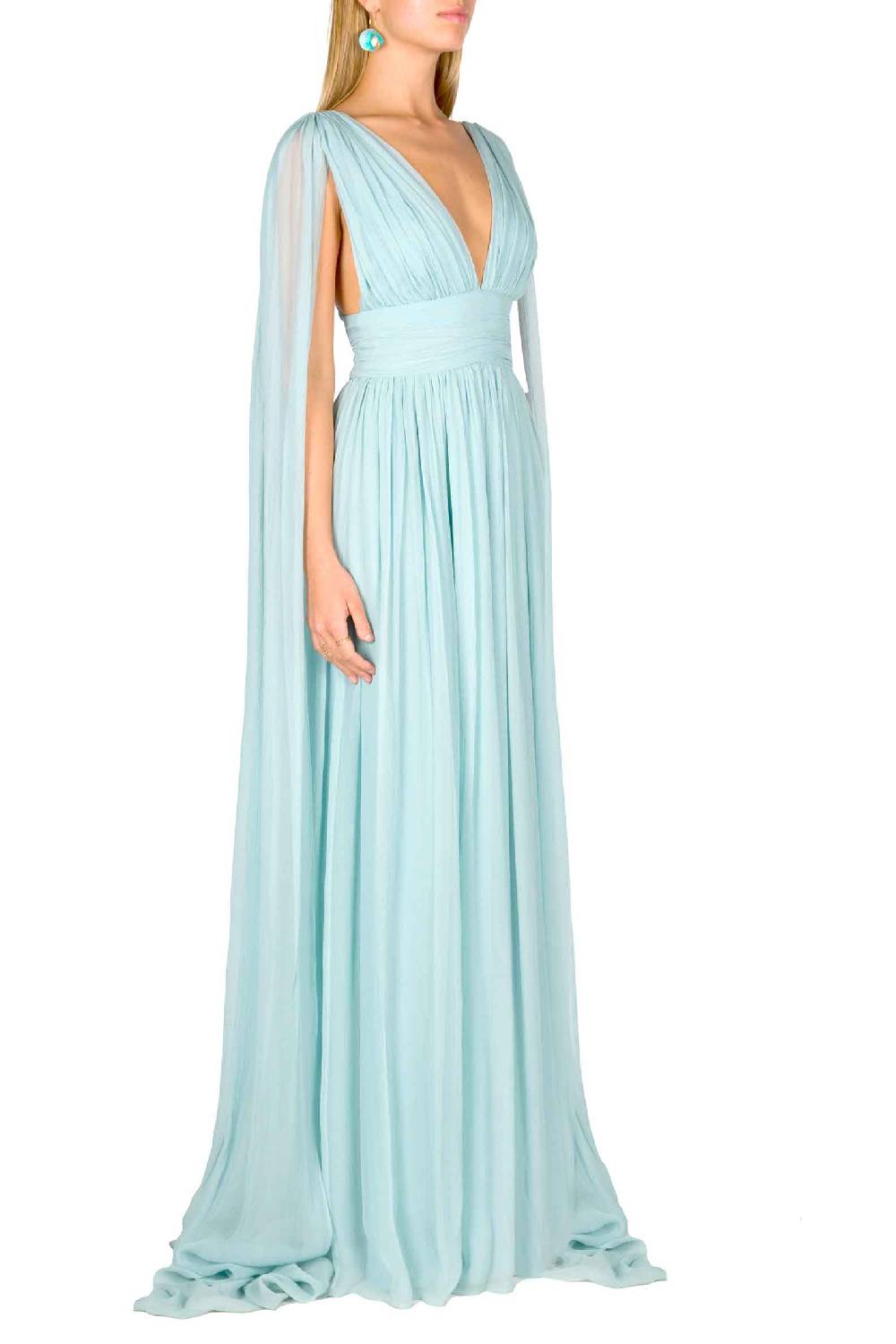 Luisa Beccaria Abito in chiffon di seta effetto mantella Nuova