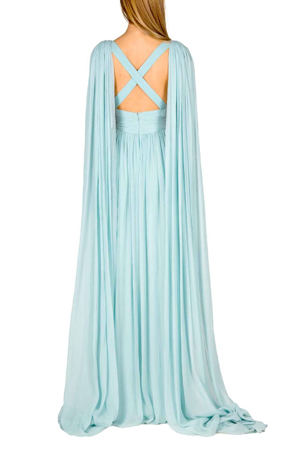 Luisa Beccaria Abito in chiffon di seta effetto mantella Nuova