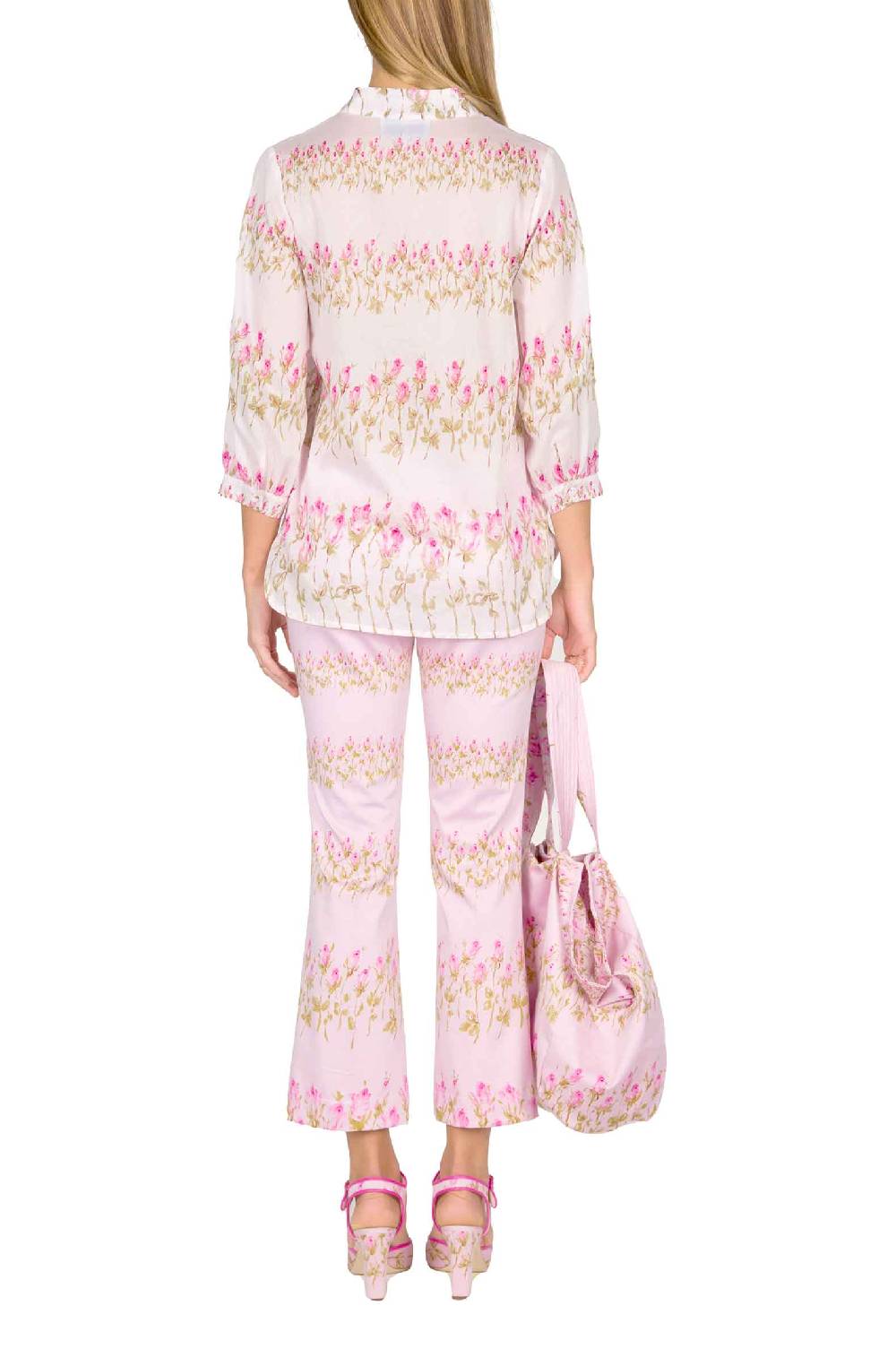 Luisa Beccaria Camicia rosa a righe fiorite Moda