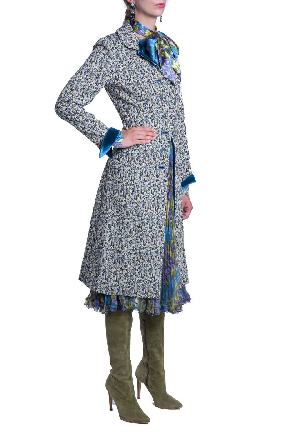 Luisa Beccaria Cappotto in micro jacquard floreale Italy