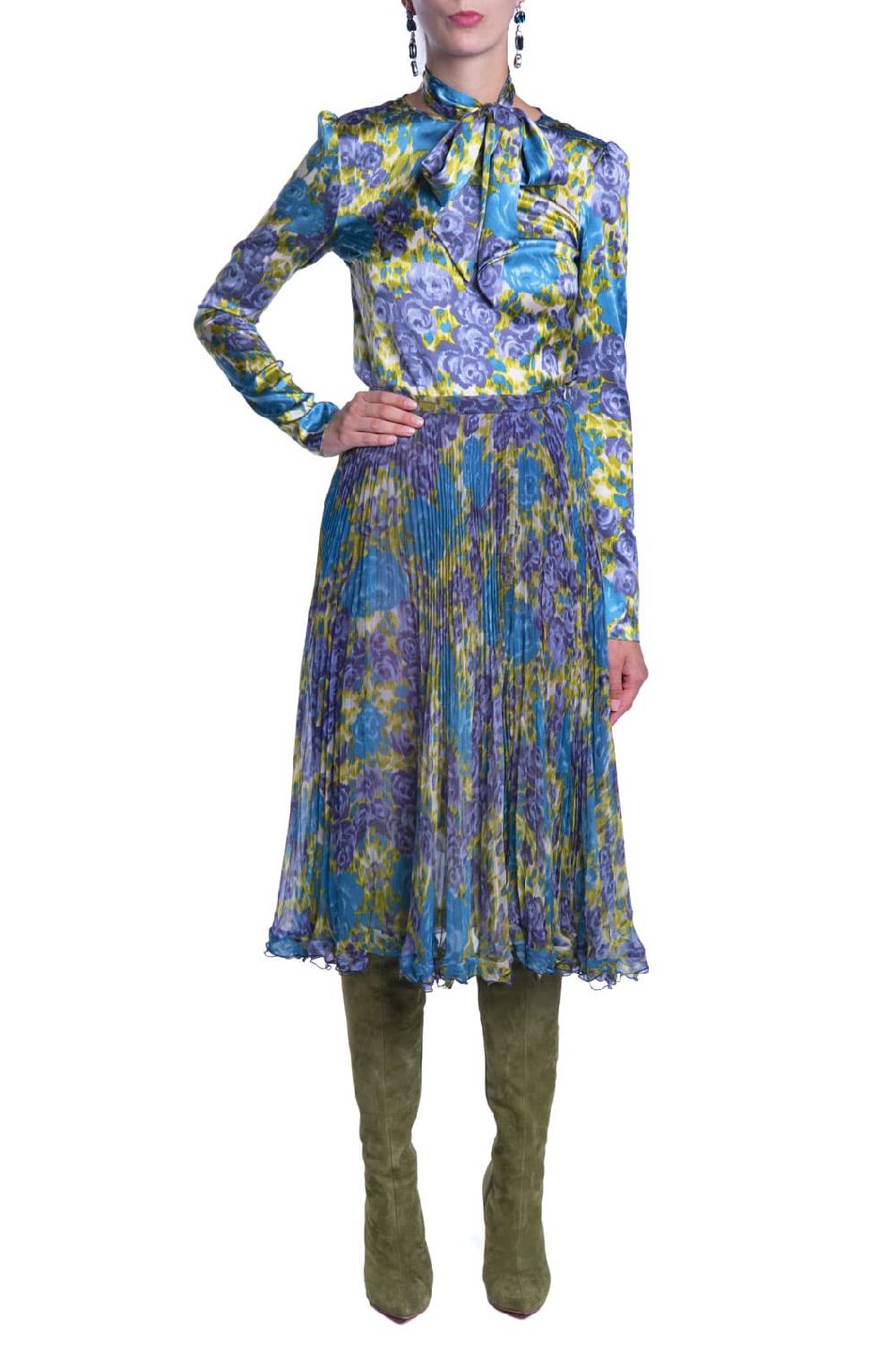 Luisa Beccaria Gonna Plissé In Chiffon Di Seta Stampata 2025
