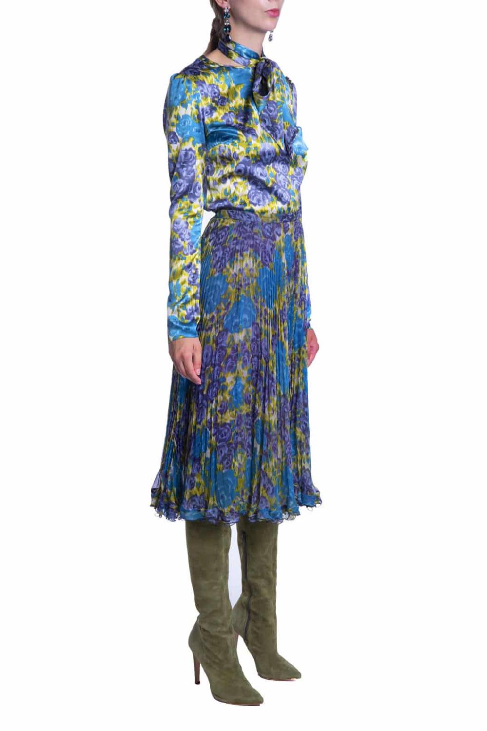 Luisa Beccaria Gonna Plissé In Chiffon Di Seta Stampata 2025