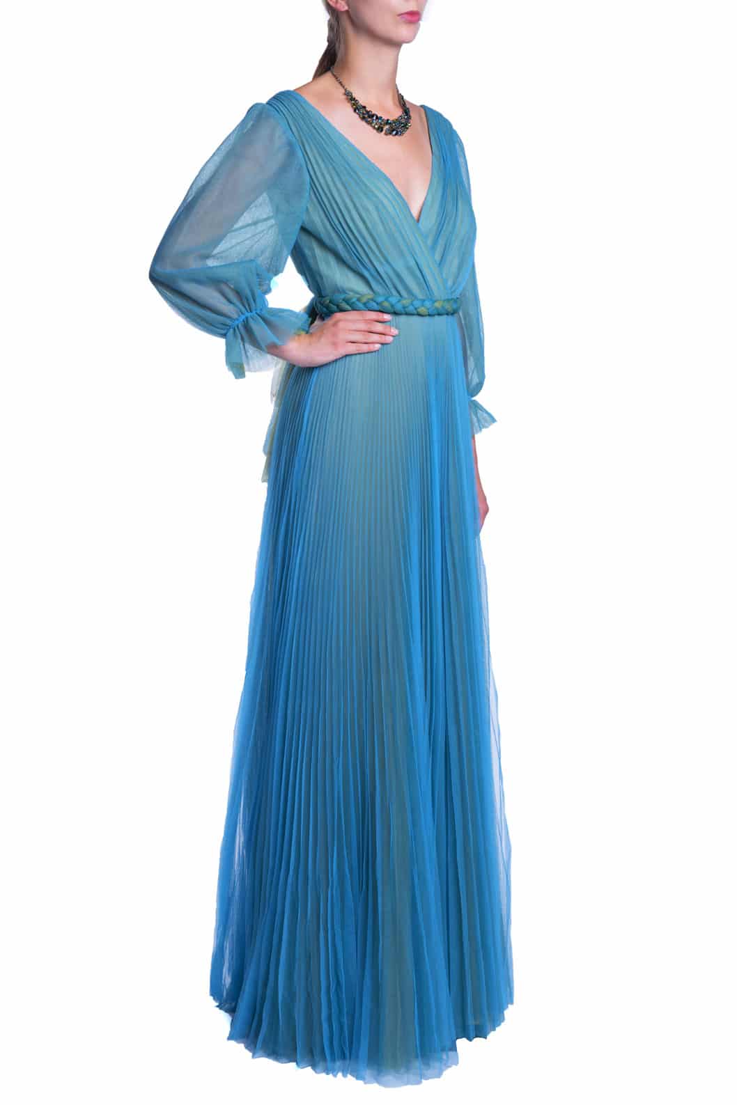 Luisa Beccaria Maxi abito in tulle plissettato In Linea