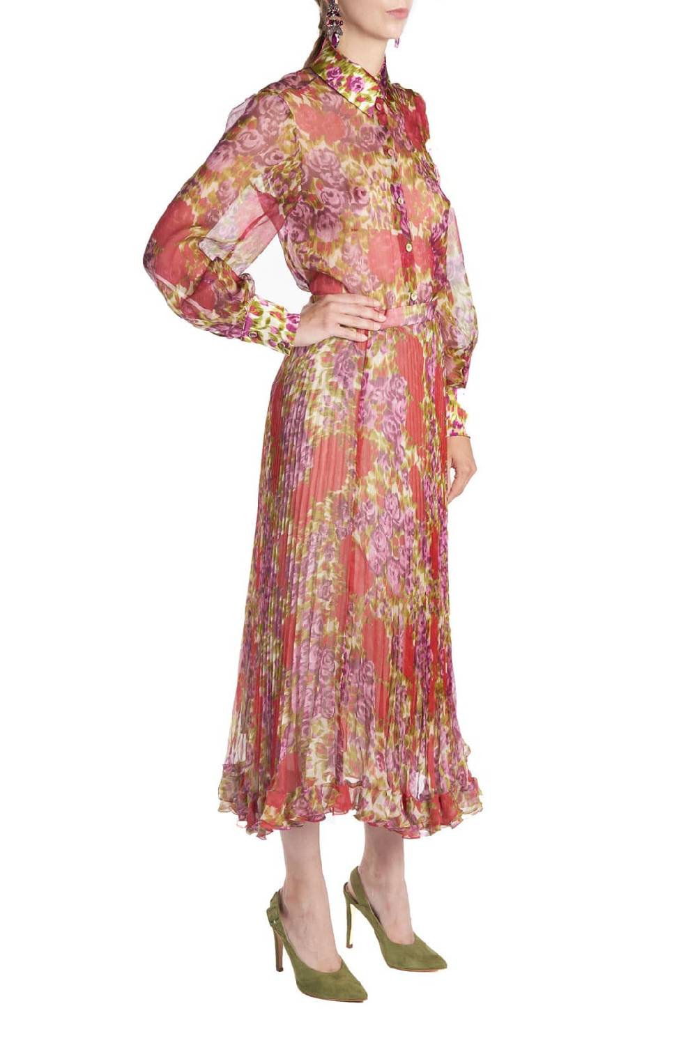 Luisa Beccaria Camicetta in chiffon di seta floreale Nuovo