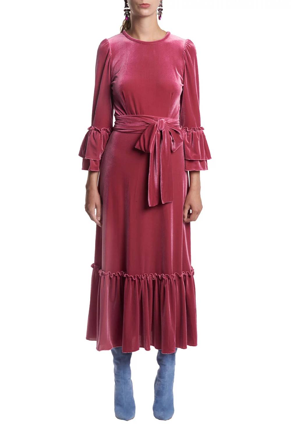 Luisa Beccaria Abito midi in velluto elasticizzato Qualità