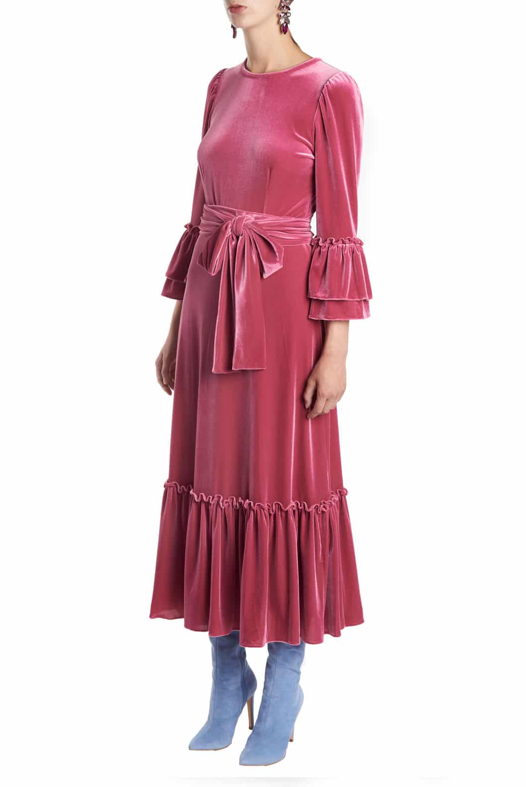 Luisa Beccaria Abito midi in velluto elasticizzato Qualità