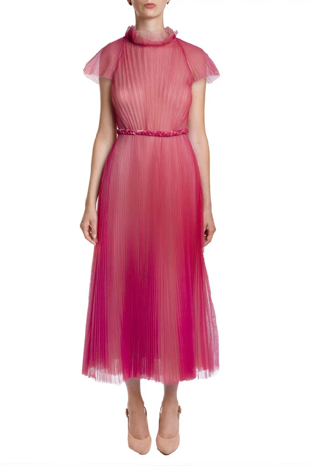 Luisa Beccaria Abito midi in tulle plissettato Promozione
