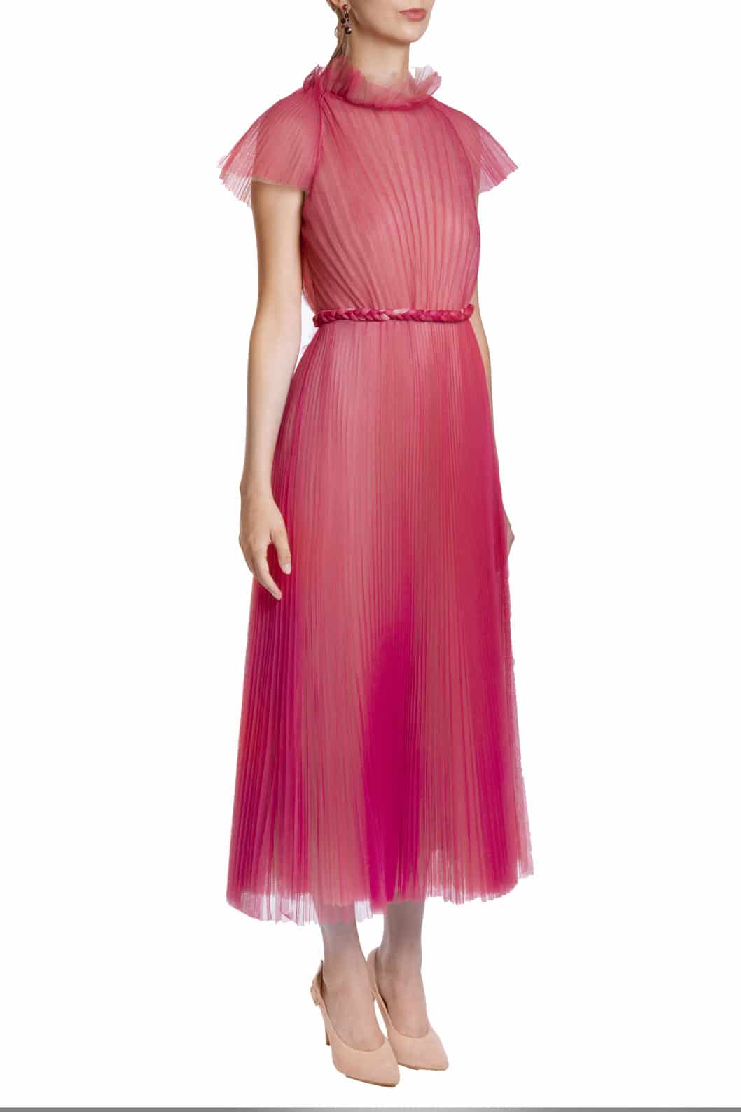 Luisa Beccaria Abito midi in tulle plissettato Promozione