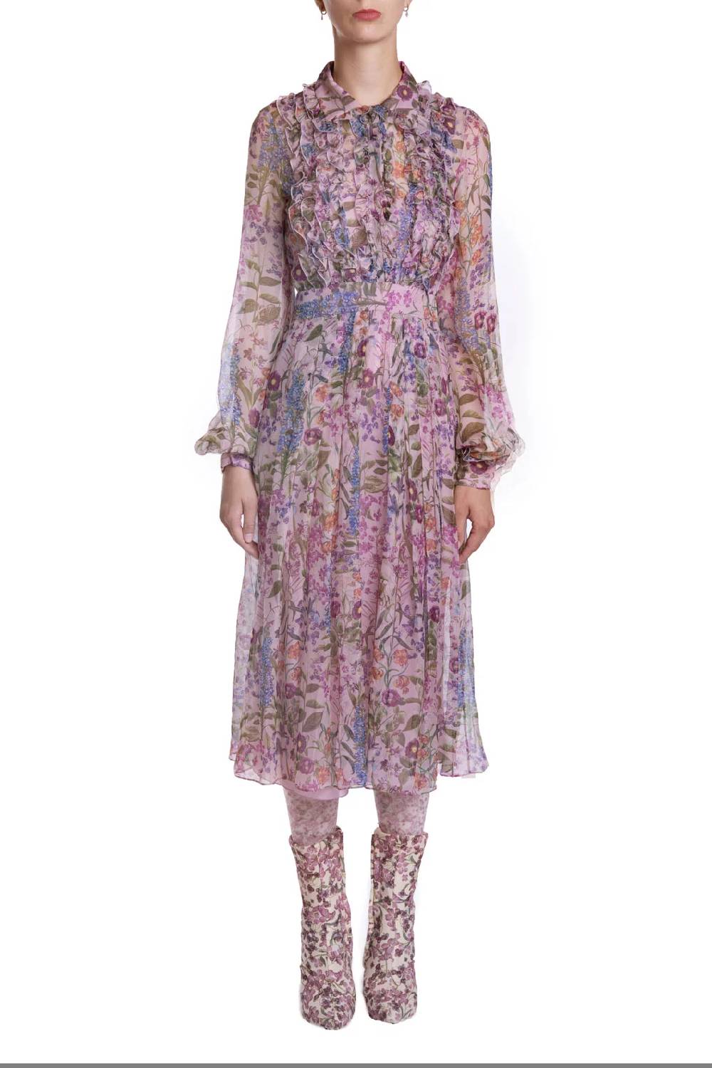 Luisa Beccaria Abito in chiffon stampato Consegna Veloce