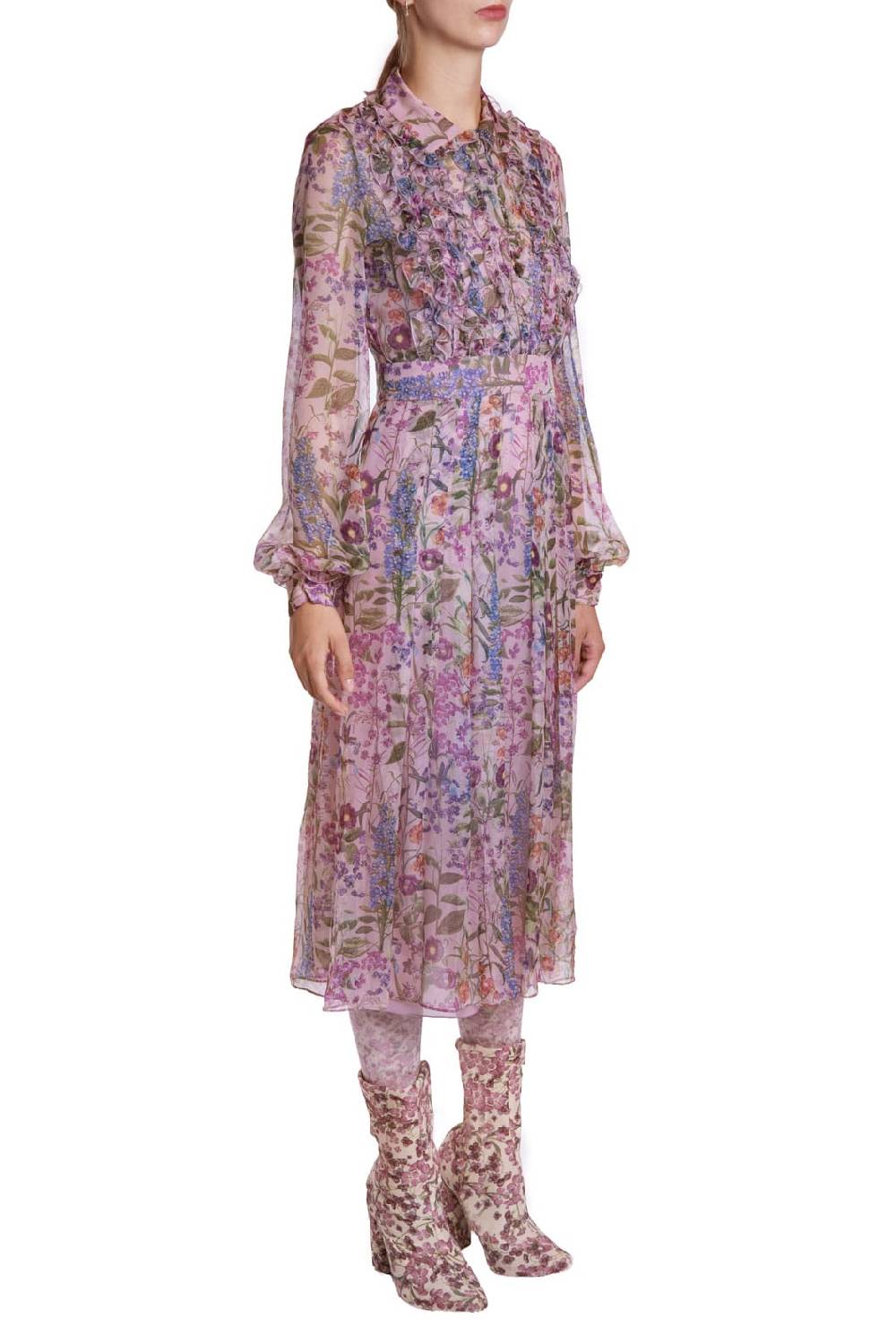 Luisa Beccaria Abito in chiffon stampato Consegna Veloce