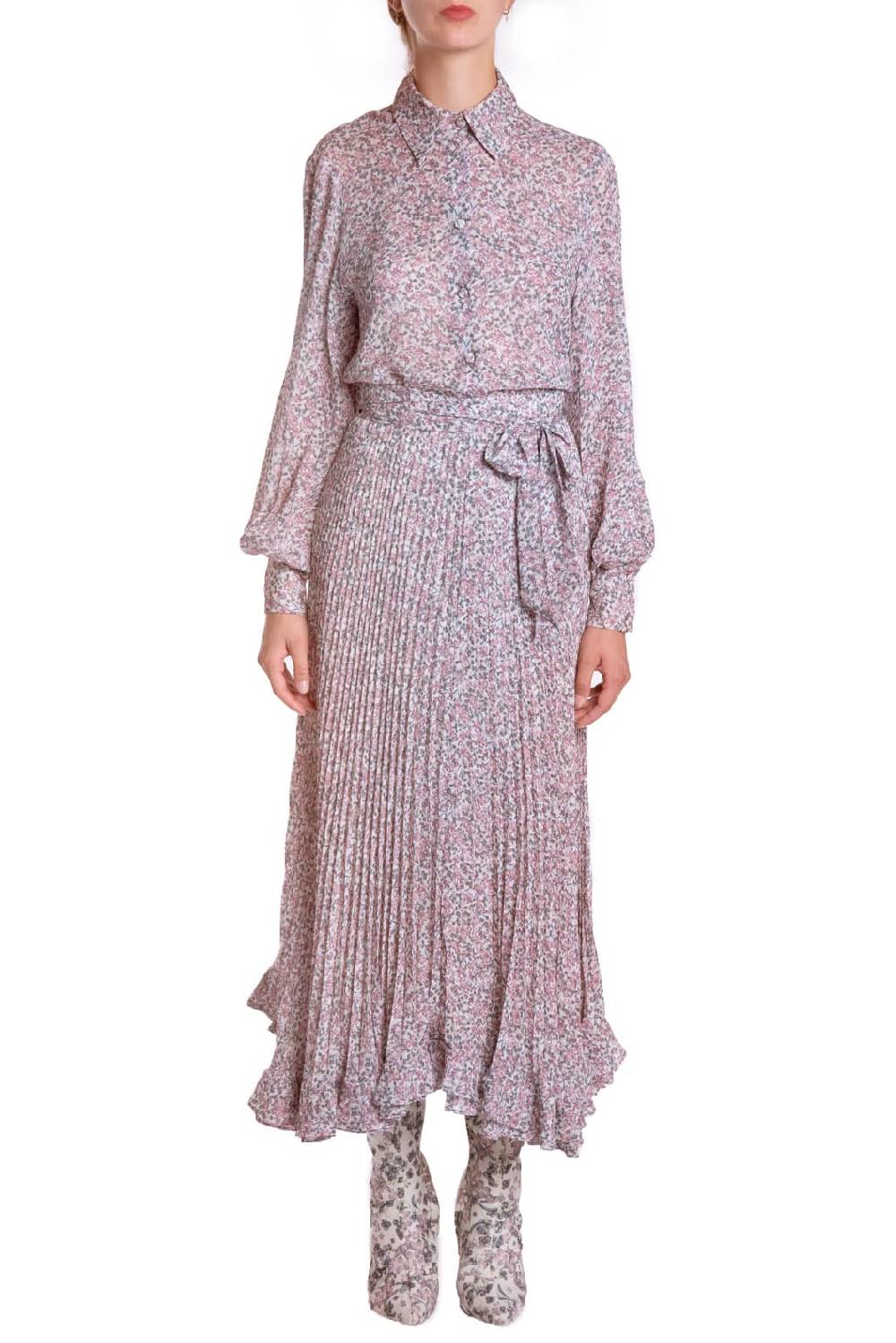 Luisa Beccaria Blusa in georgette stampata con piccoli fiori Affare Del Giorno