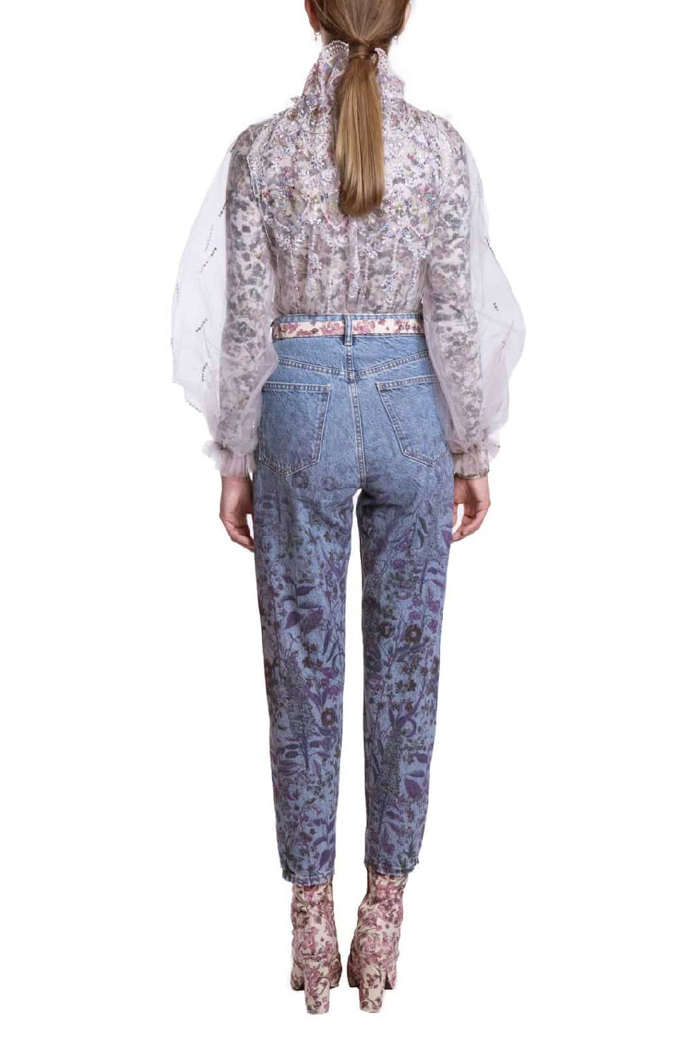 Luisa Beccaria Blusa a collo alto ricamata in tulle Prezzo Ridotto