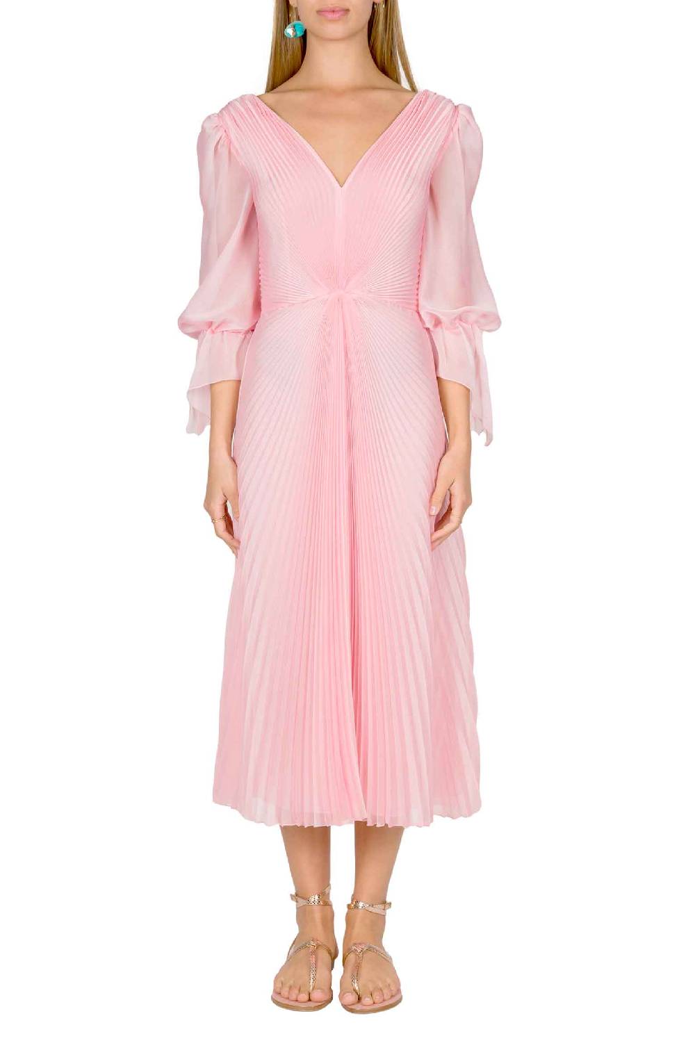 Luisa Beccaria Abito longuette in chiffon plissettato Angelina Nuova