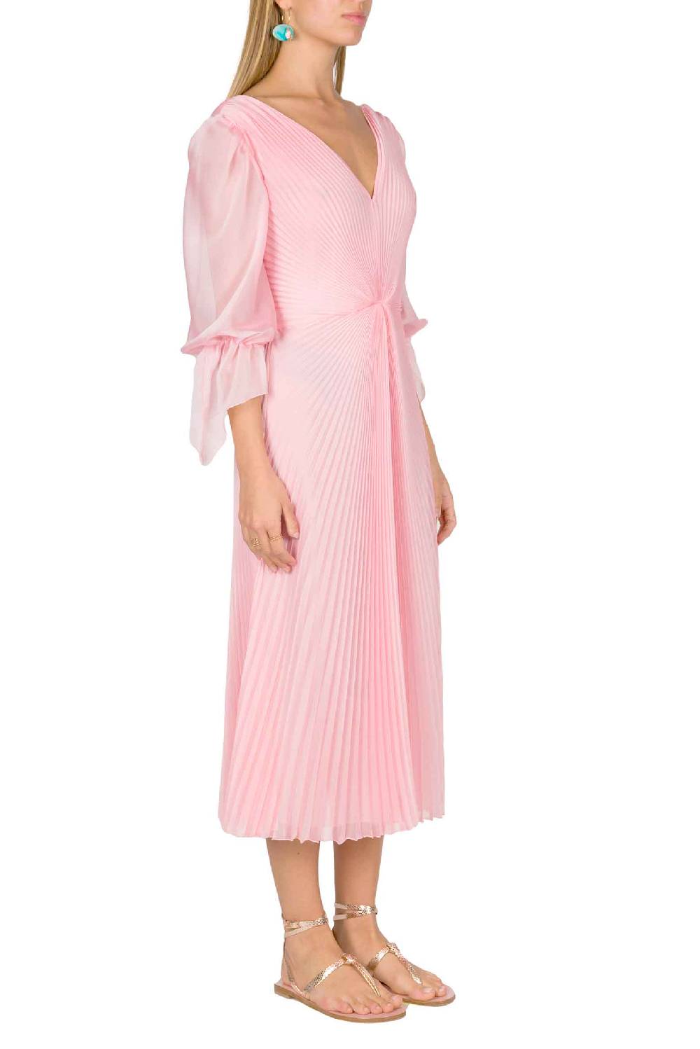 Luisa Beccaria Abito longuette in chiffon plissettato Angelina Nuova