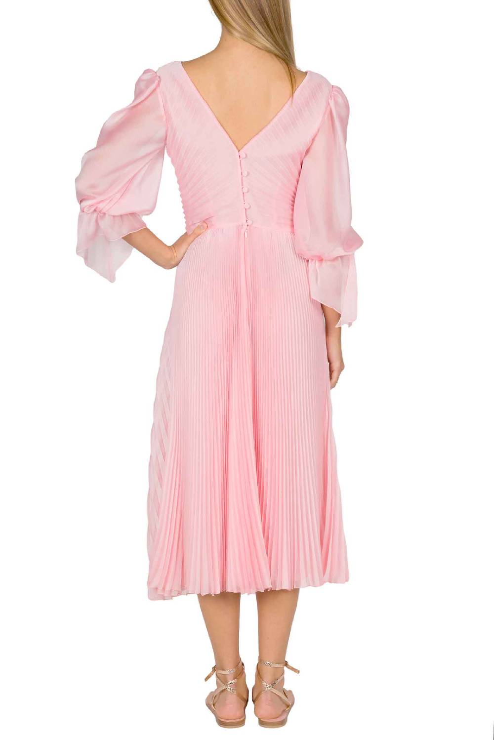 Luisa Beccaria Abito longuette in chiffon plissettato Angelina Nuova